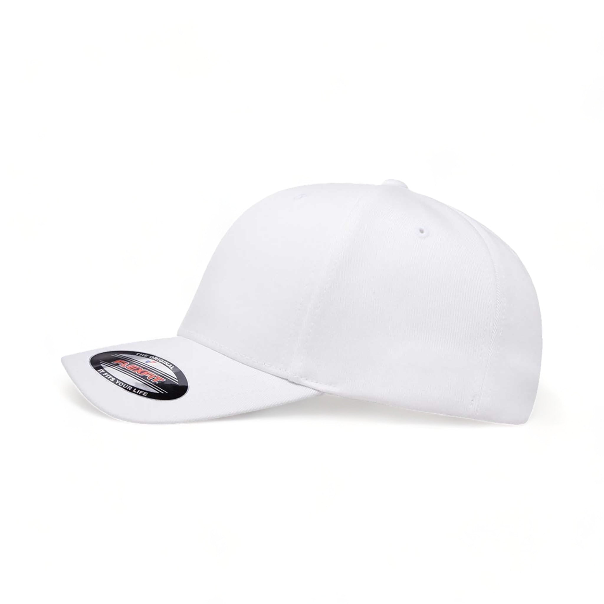 Side view of Flexfit 6277 custom hat in white