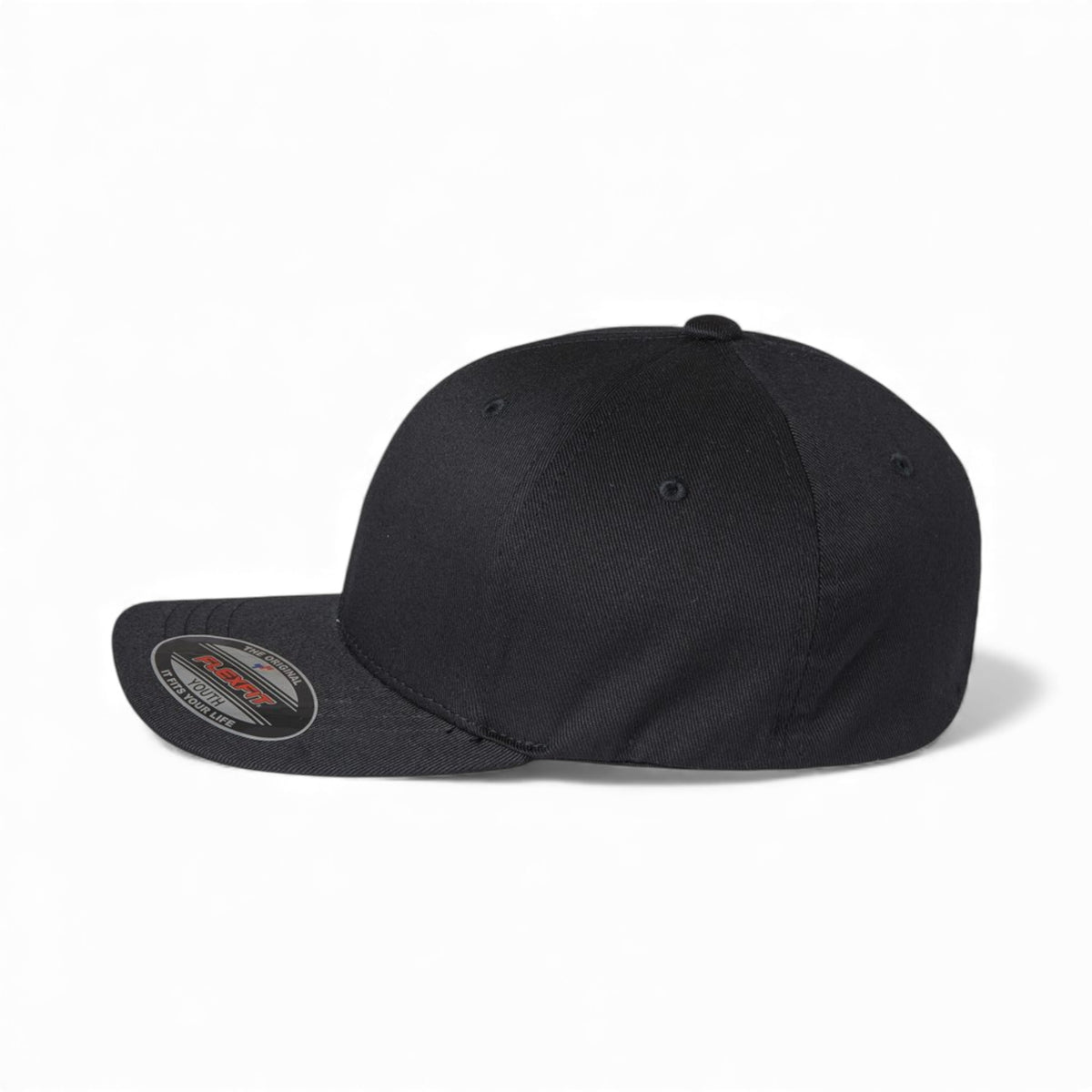 Left side view of Flexfit 6277Y custom hat in black