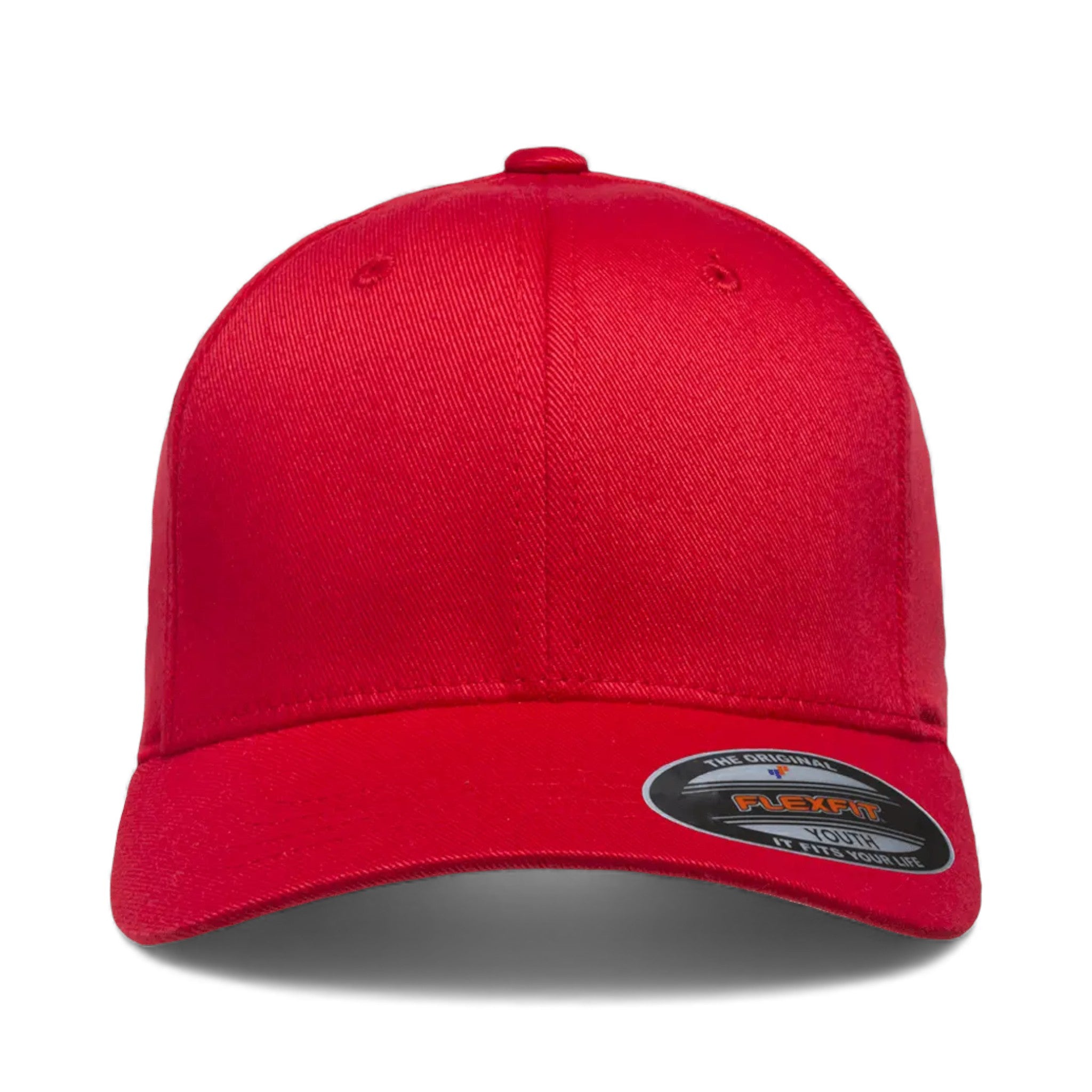 Front view of Flexfit 6277Y custom hat in red