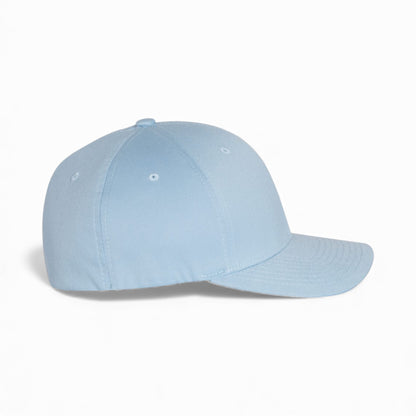 Right side view of Flexfit 6277 custom hat in carolina blue
