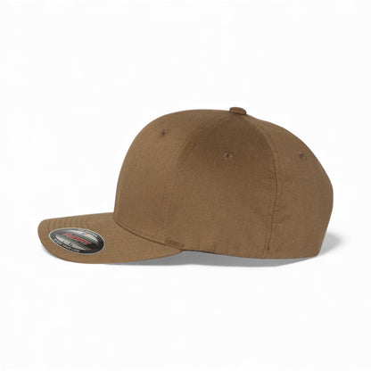 Left side view of Flexfit 6277 custom hat in coyote brown