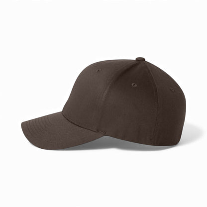 Left side view of Flexfit 6277 custom hat in brown
