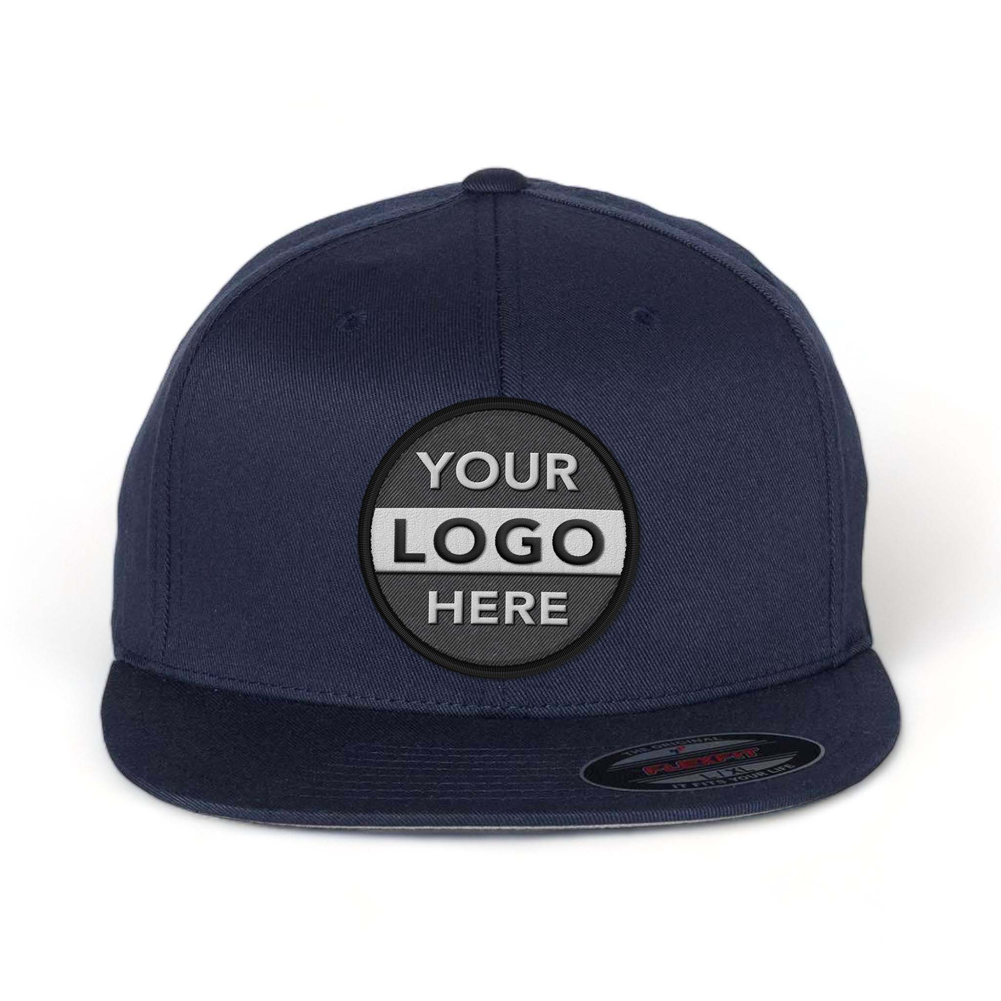 Flexfit 6297f custom embroidered patch hat in navy