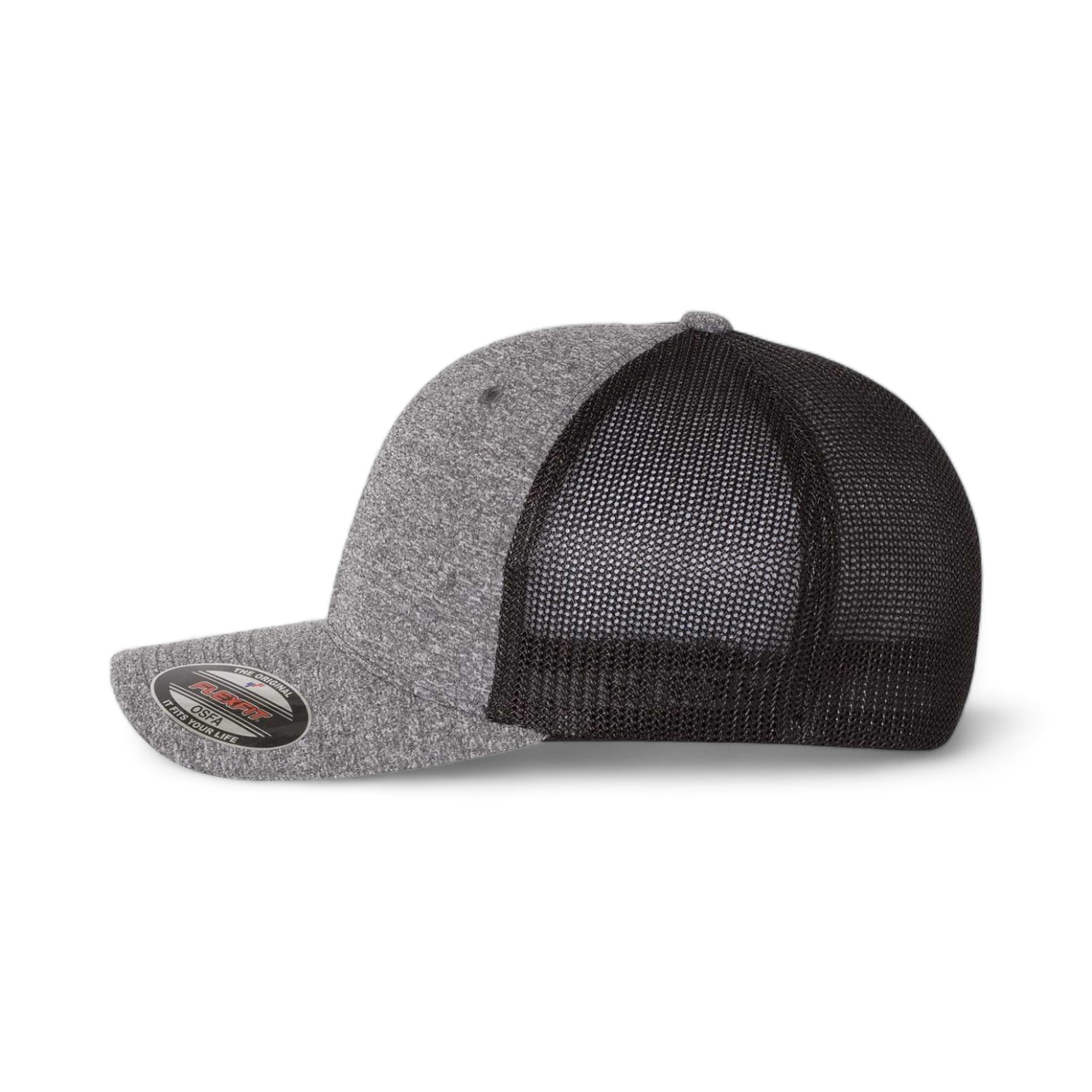 Side view of Flexfit 6311 custom hat in dark heather grey and black