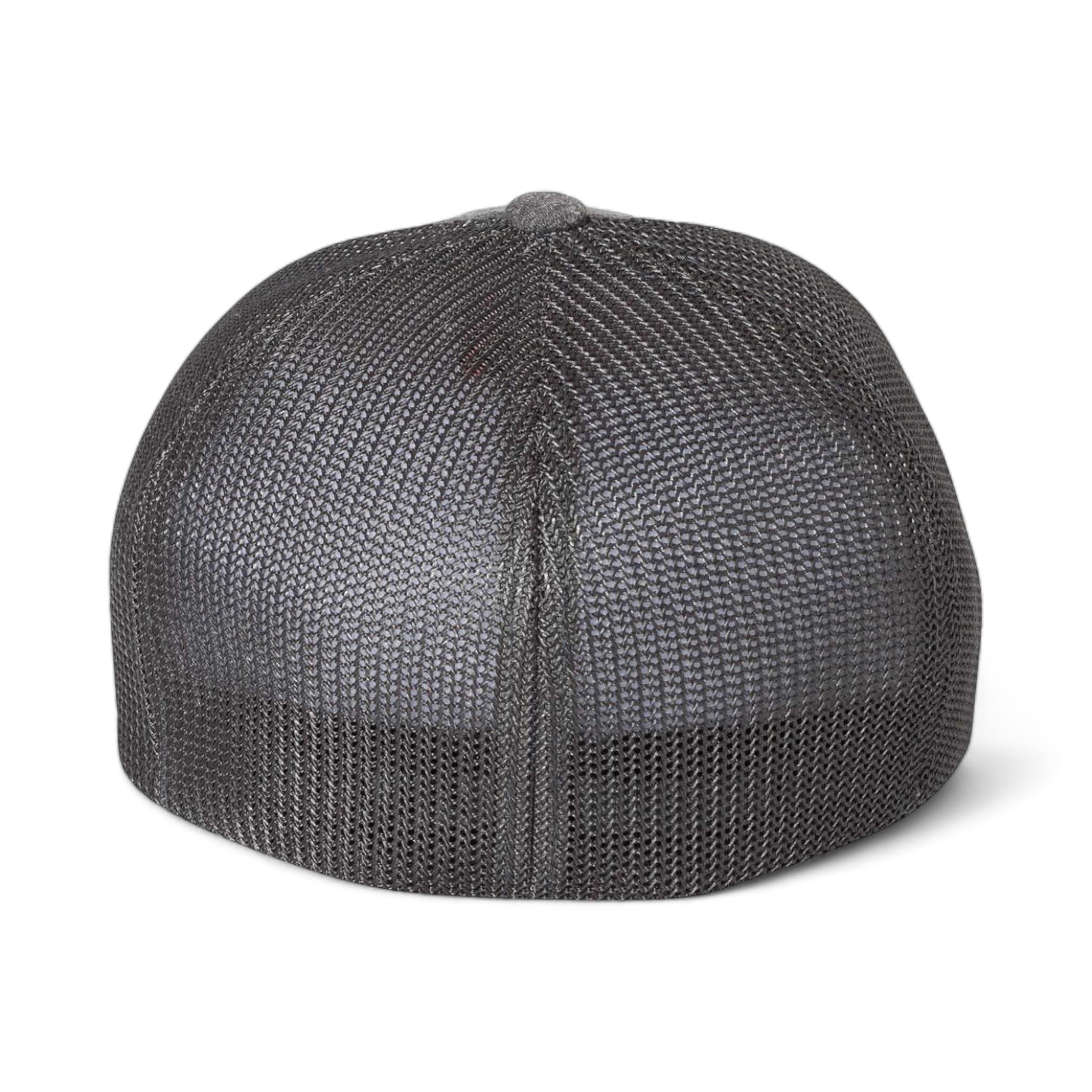Back view of Flexfit 6311 custom hat in dark heather grey and charcoal