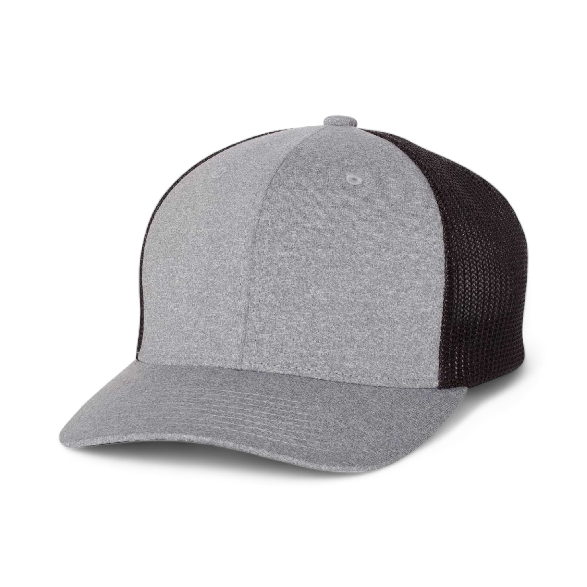 Side view of Flexfit 6311 custom hat in heather grey and black