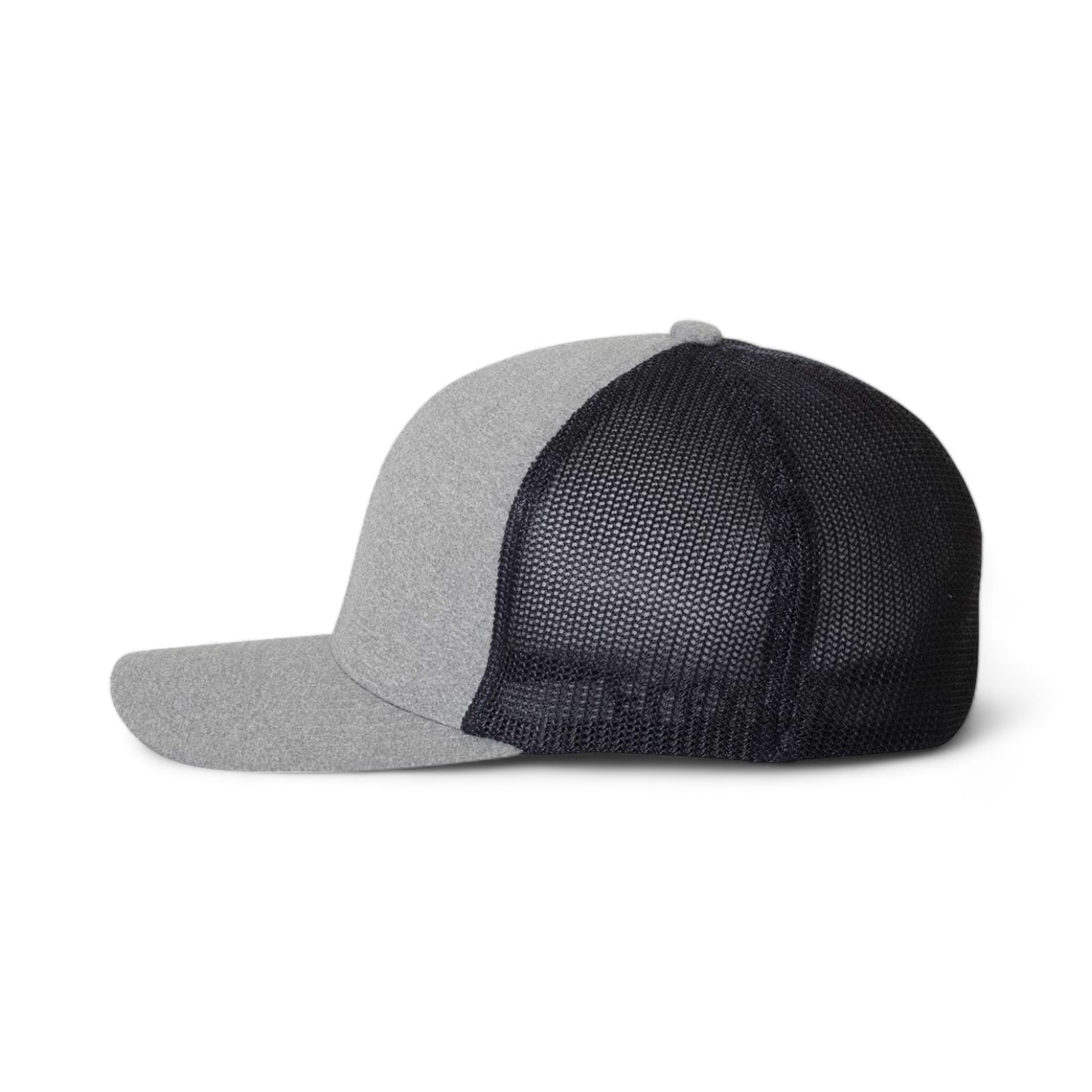 Side view of Flexfit 6311 custom hat in heather grey and navy
