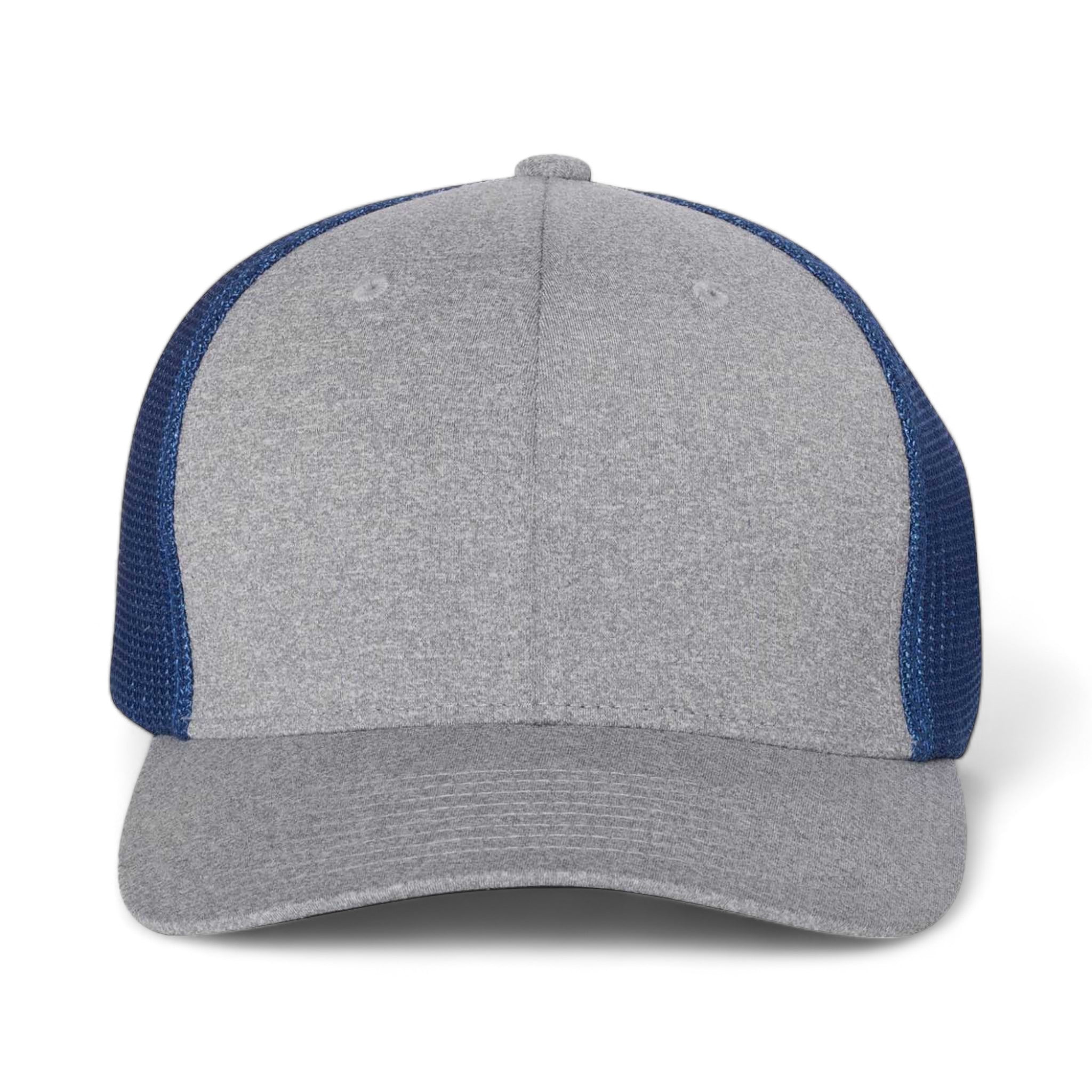 Front view of Flexfit 6311 custom hat in heather grey and royal