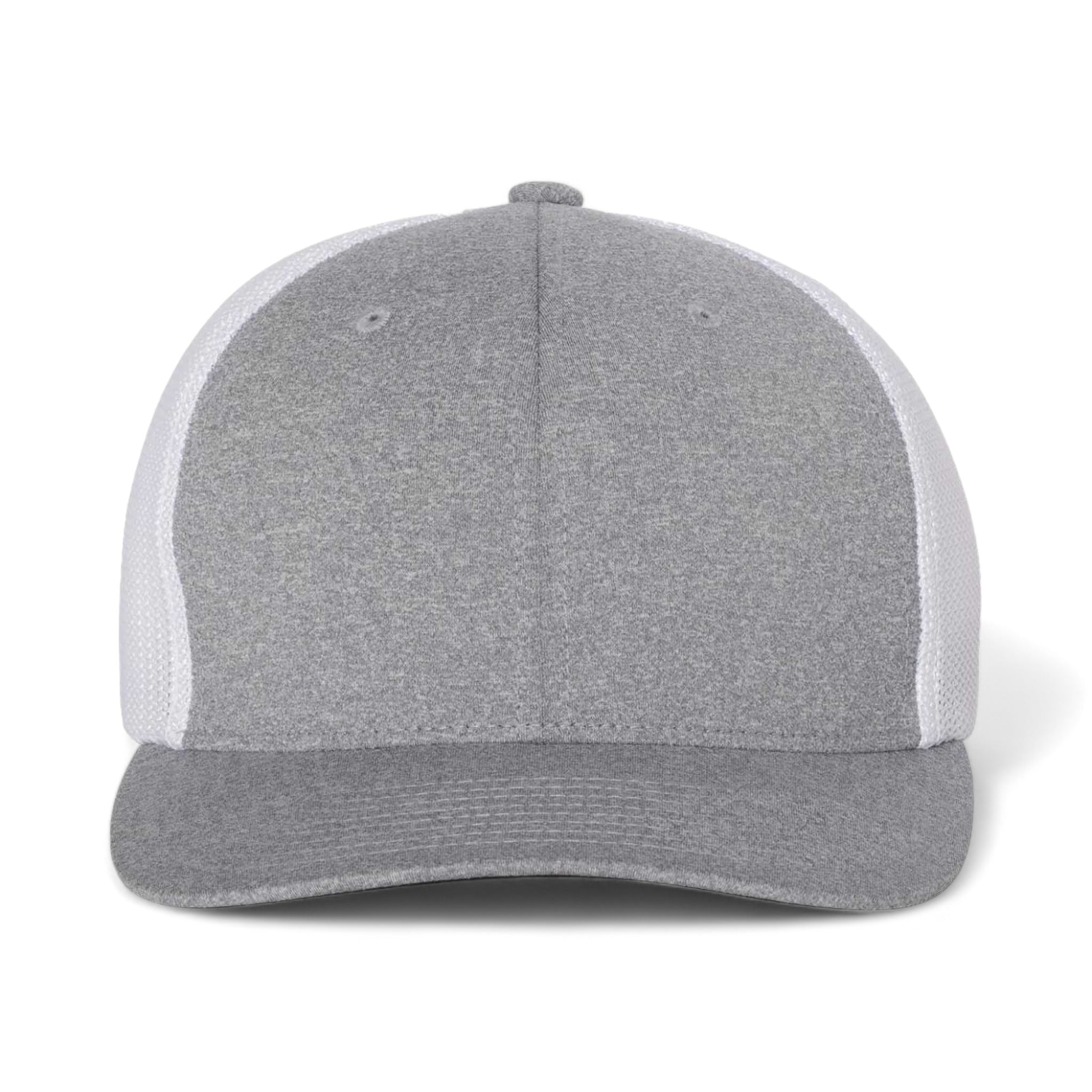 Front view of Flexfit 6311 custom hat in heather grey and white