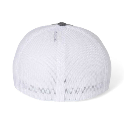 Back view of Flexfit 6311 custom hat in dark heather grey and white