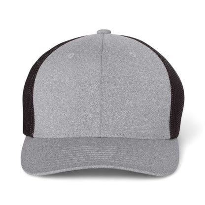 Front view of Flexfit 6311 custom hat in heather grey and black