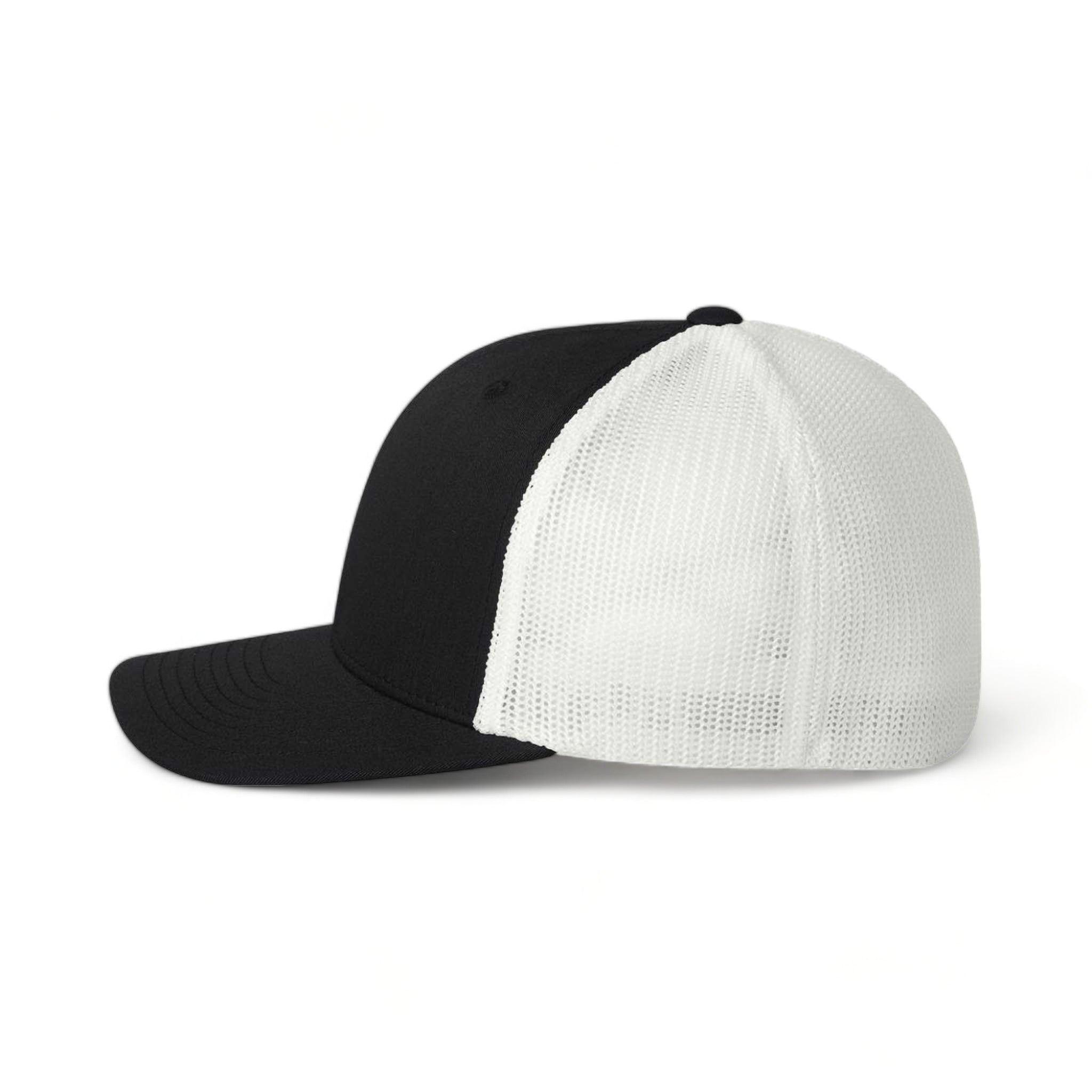 Side view of Flexfit 6511 custom hat in black and white