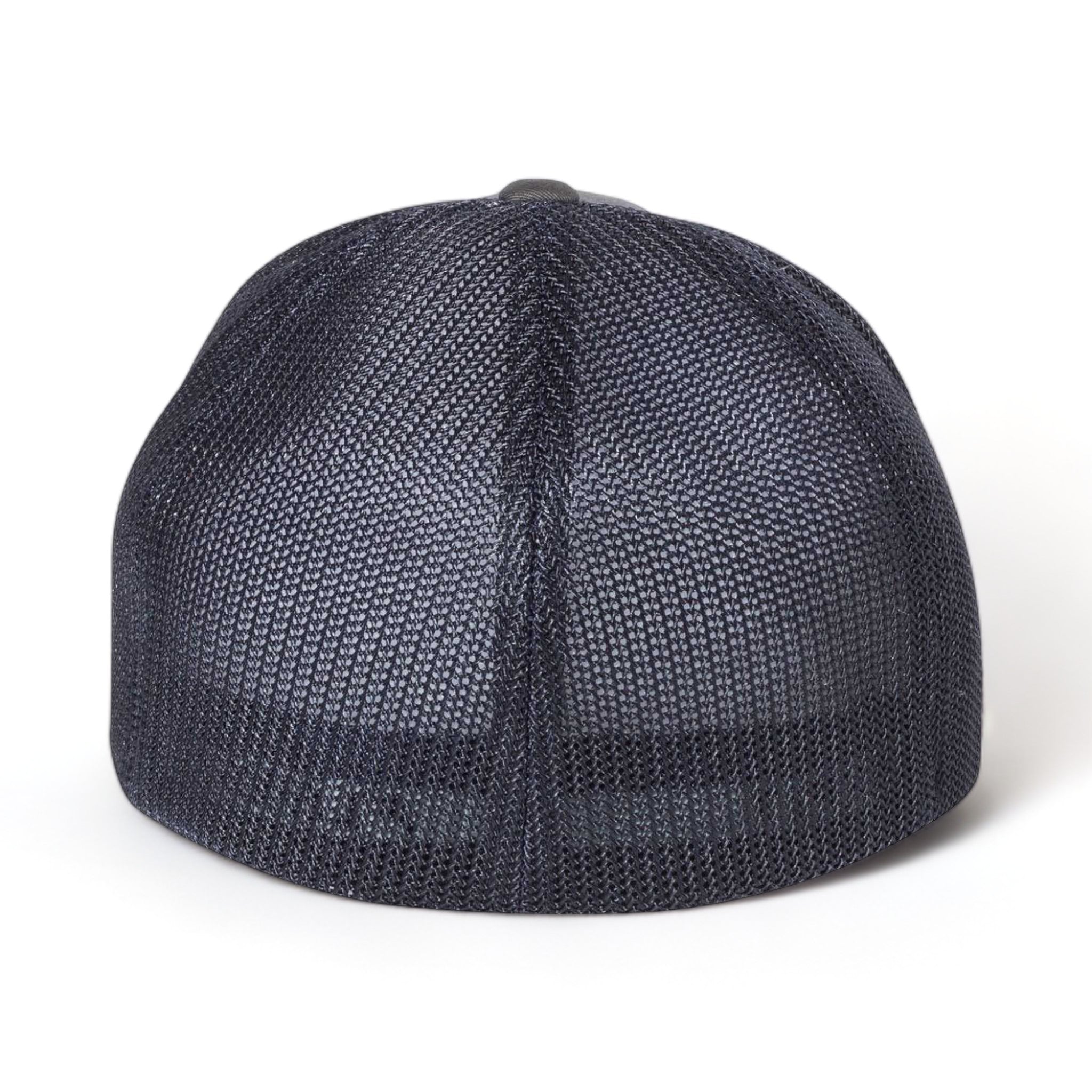Back view of Flexfit 6511 custom hat in charcoal and navy