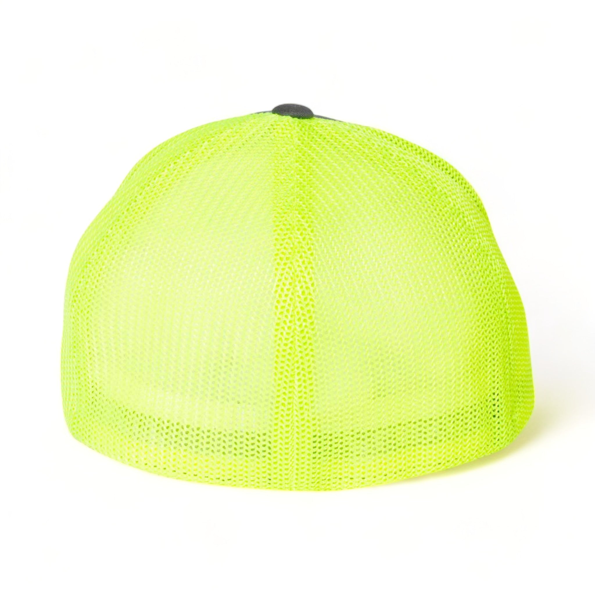 Back view of Flexfit 6511 custom hat in charcoal and neon yellow