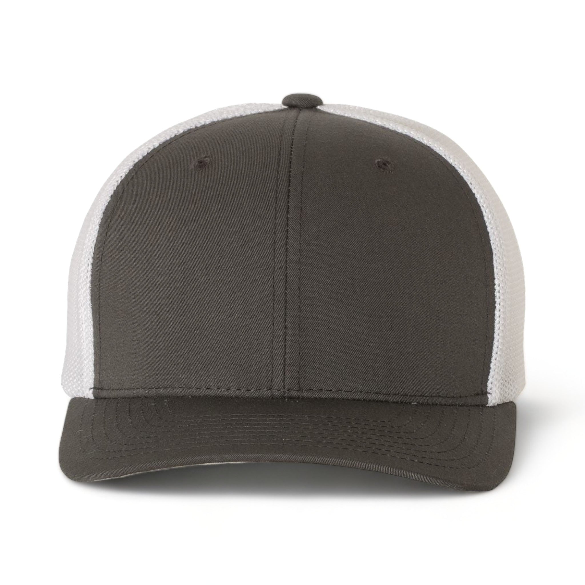Front view of Flexfit 6511 custom hat in charcoal and white