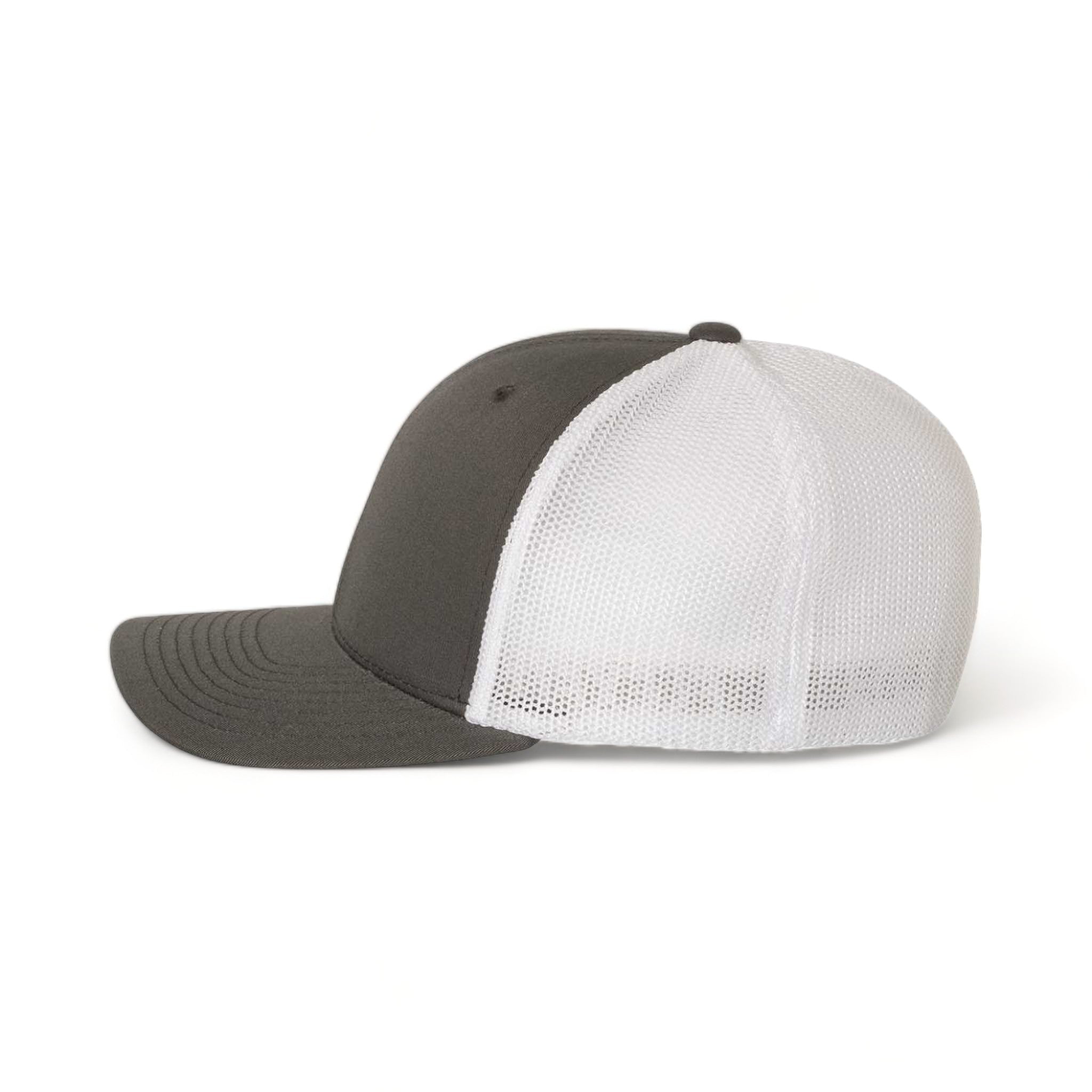 Side view of Flexfit 6511 custom hat in charcoal and white