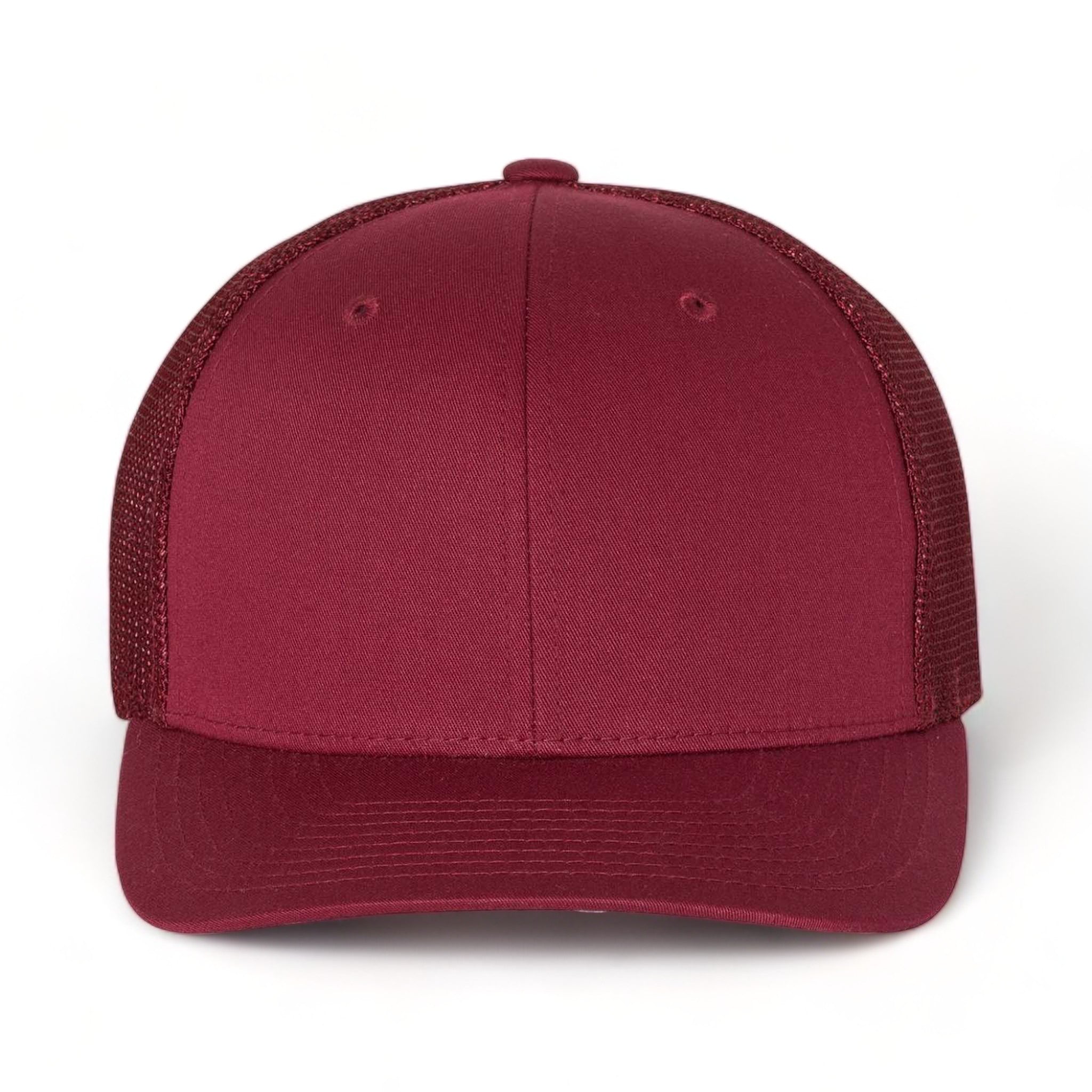 Front view of Flexfit 6511 custom hat in cranberry