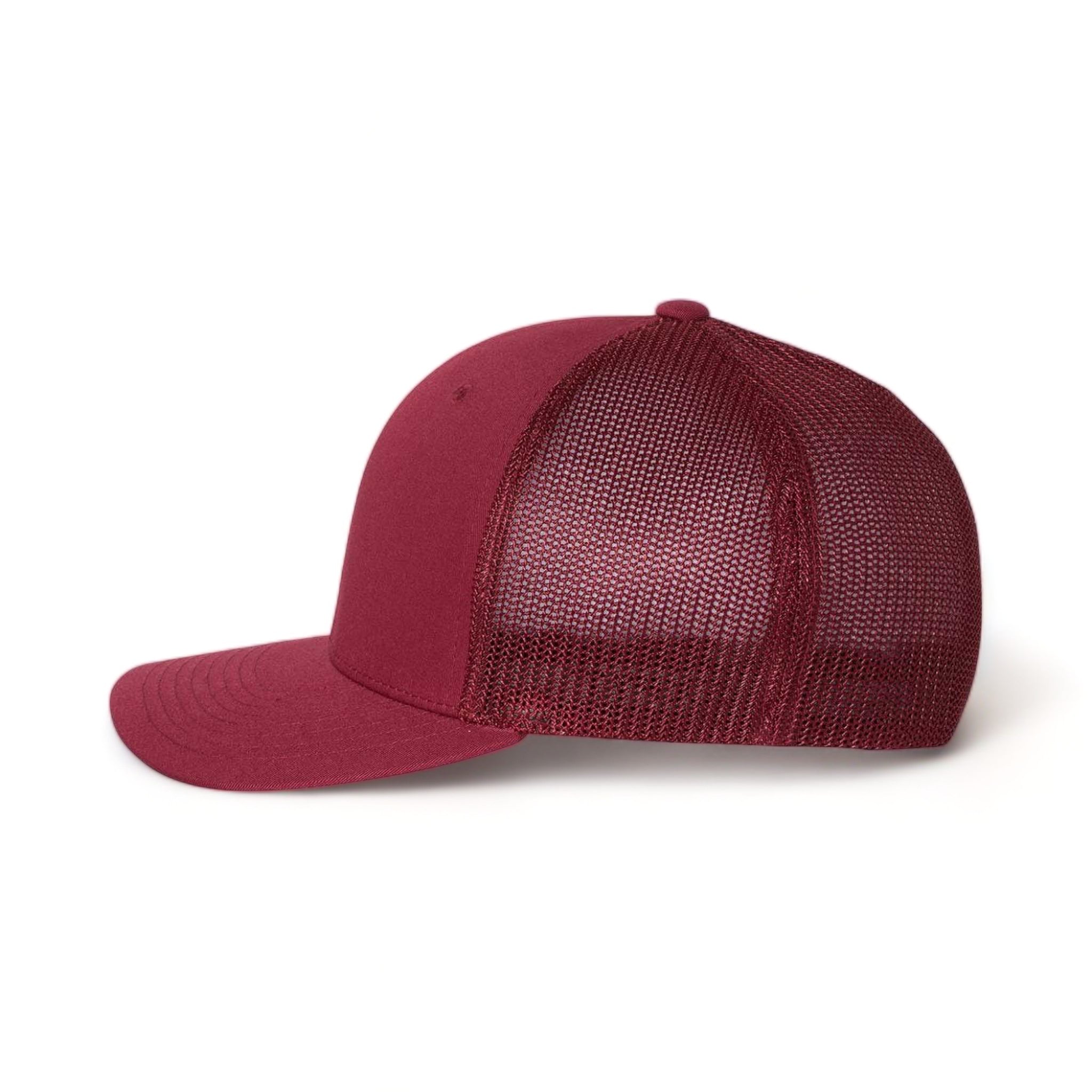 Side view of Flexfit 6511 custom hat in cranberry