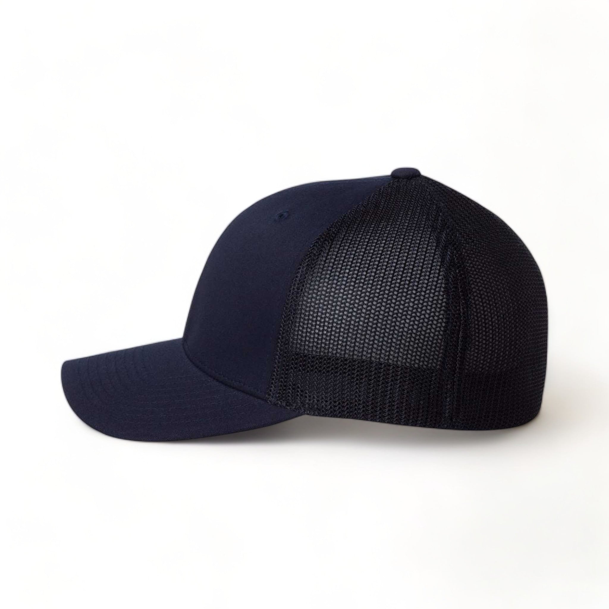 Side view of Flexfit 6511 custom hat in dark navy