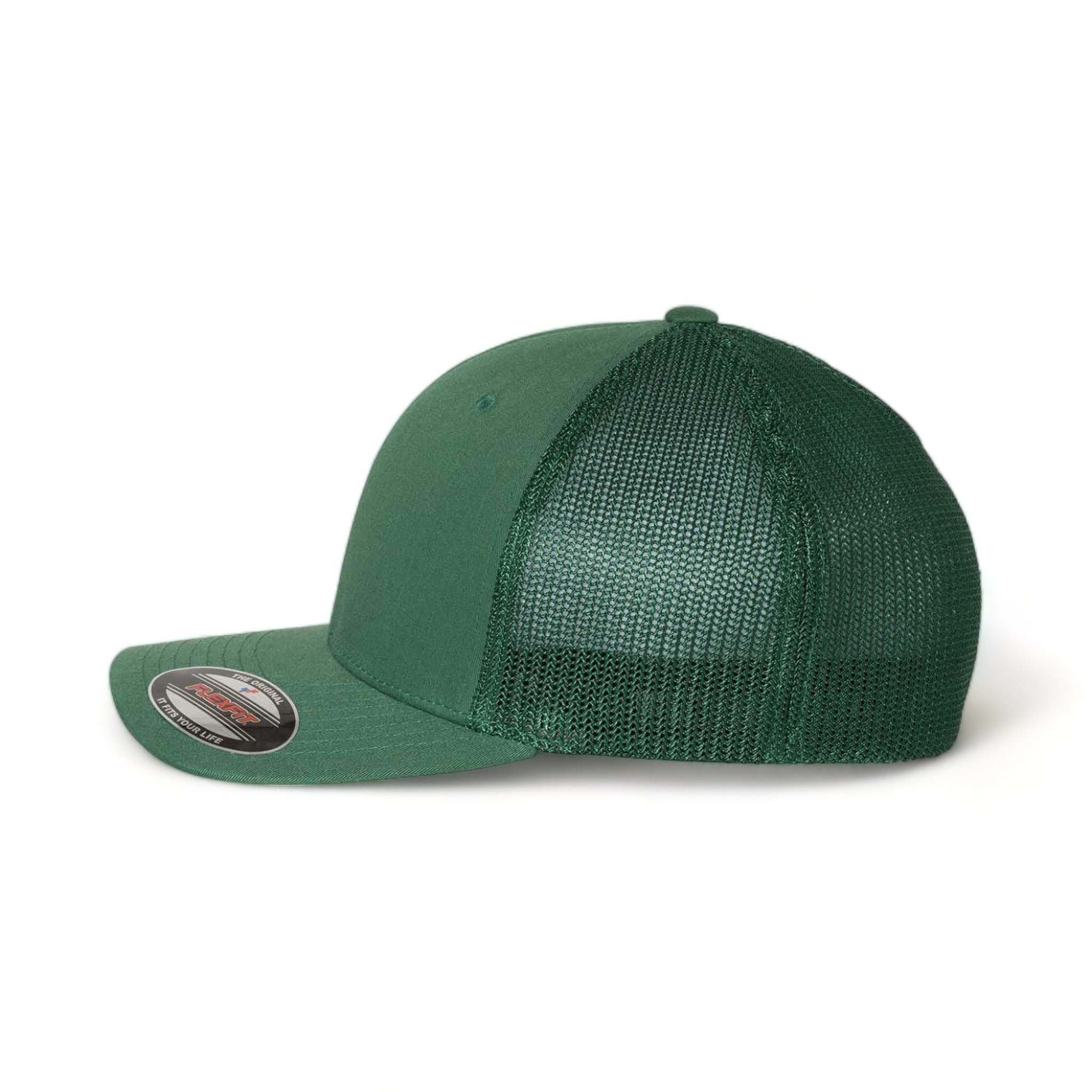 Side view of Flexfit 6511 custom hat in evergreen