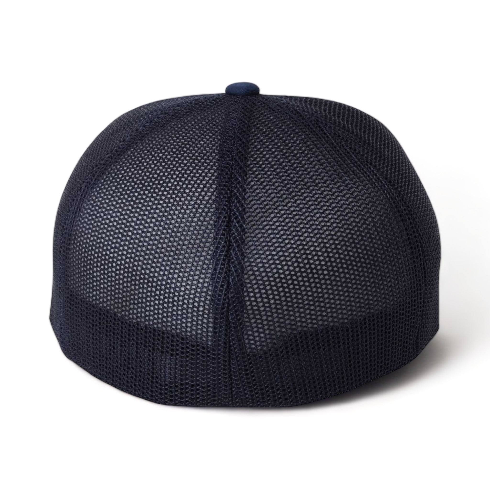 Back view of Flexfit 6511 custom hat in navy, white and navy