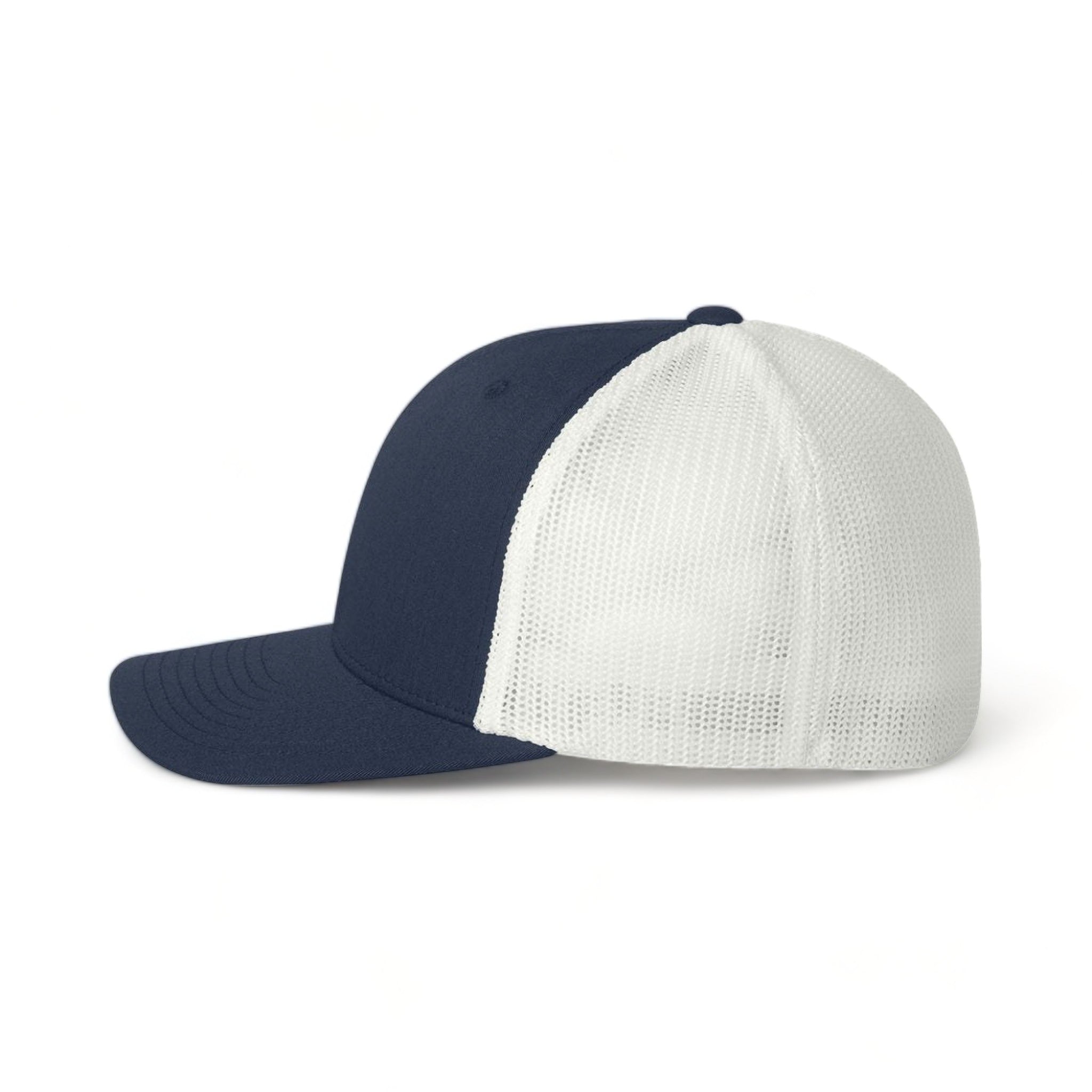 Side view of Flexfit 6511 custom hat in navy and white