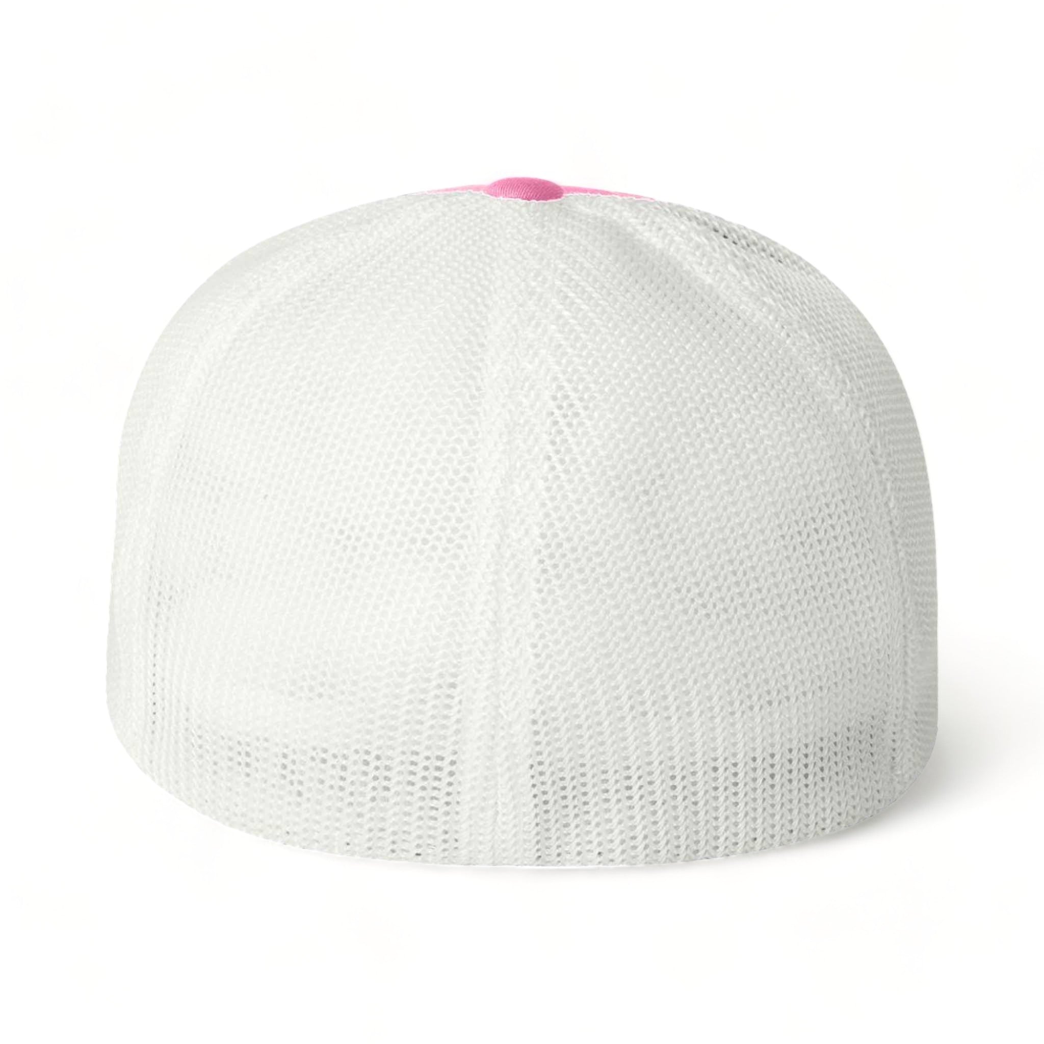 Back view of Flexfit 6511 custom hat in pink and white