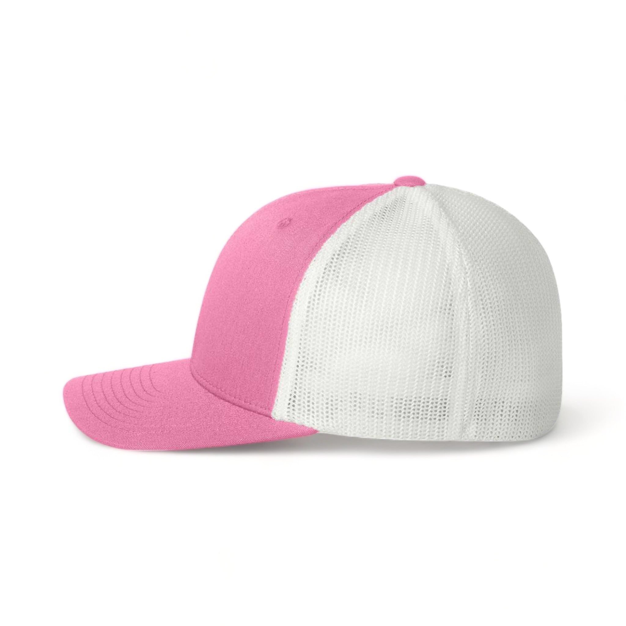 Side view of Flexfit 6511 custom hat in pink and white
