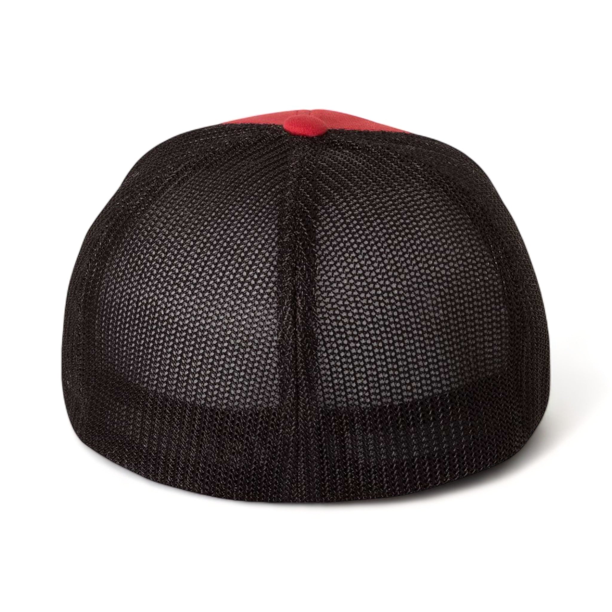 Back view of Flexfit 6511 custom hat in red and black