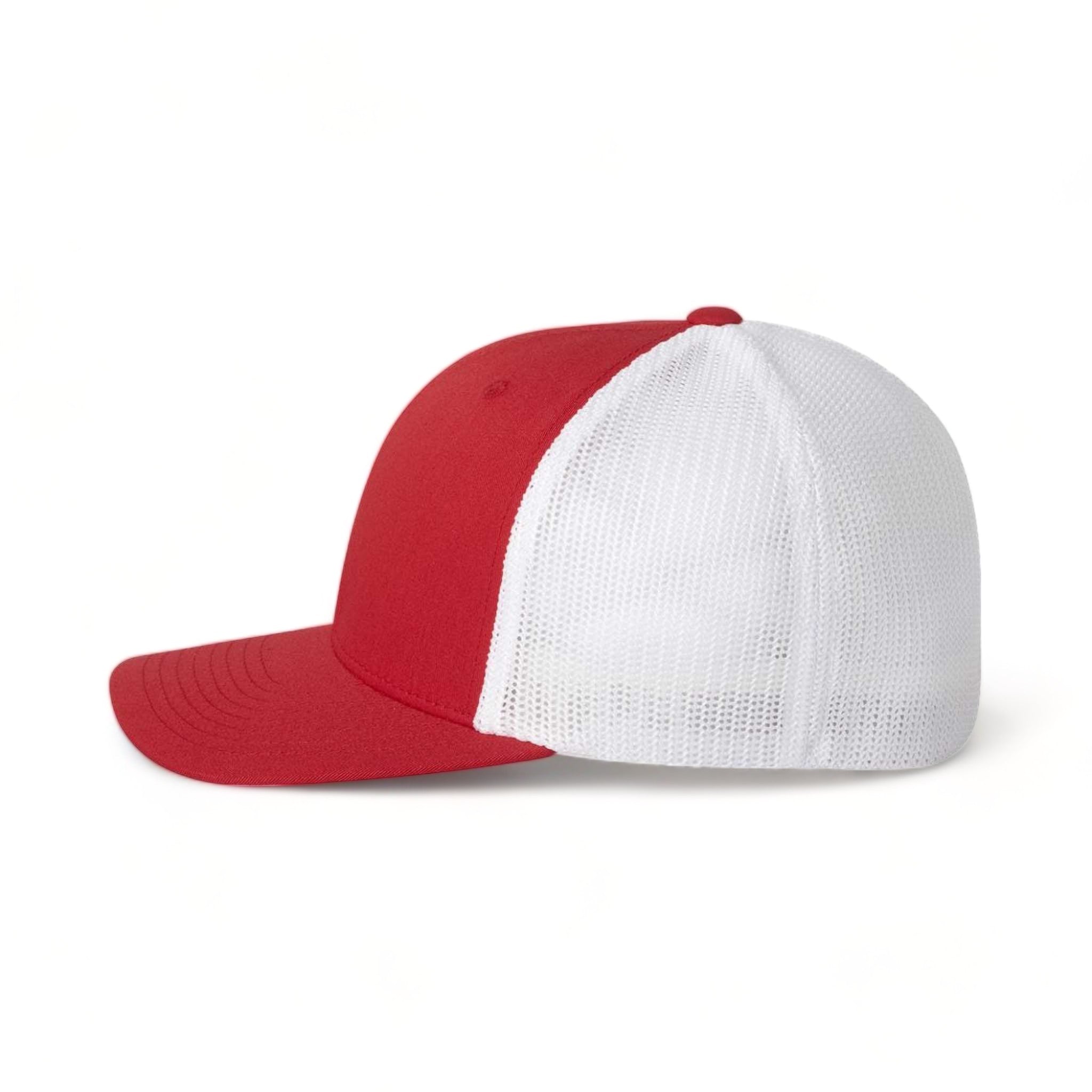 Side view of Flexfit 6511 custom hat in red and white