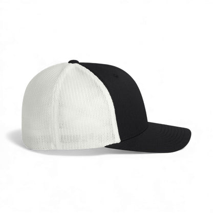 Right side view of Flexfit 6511 custom hat in black and white