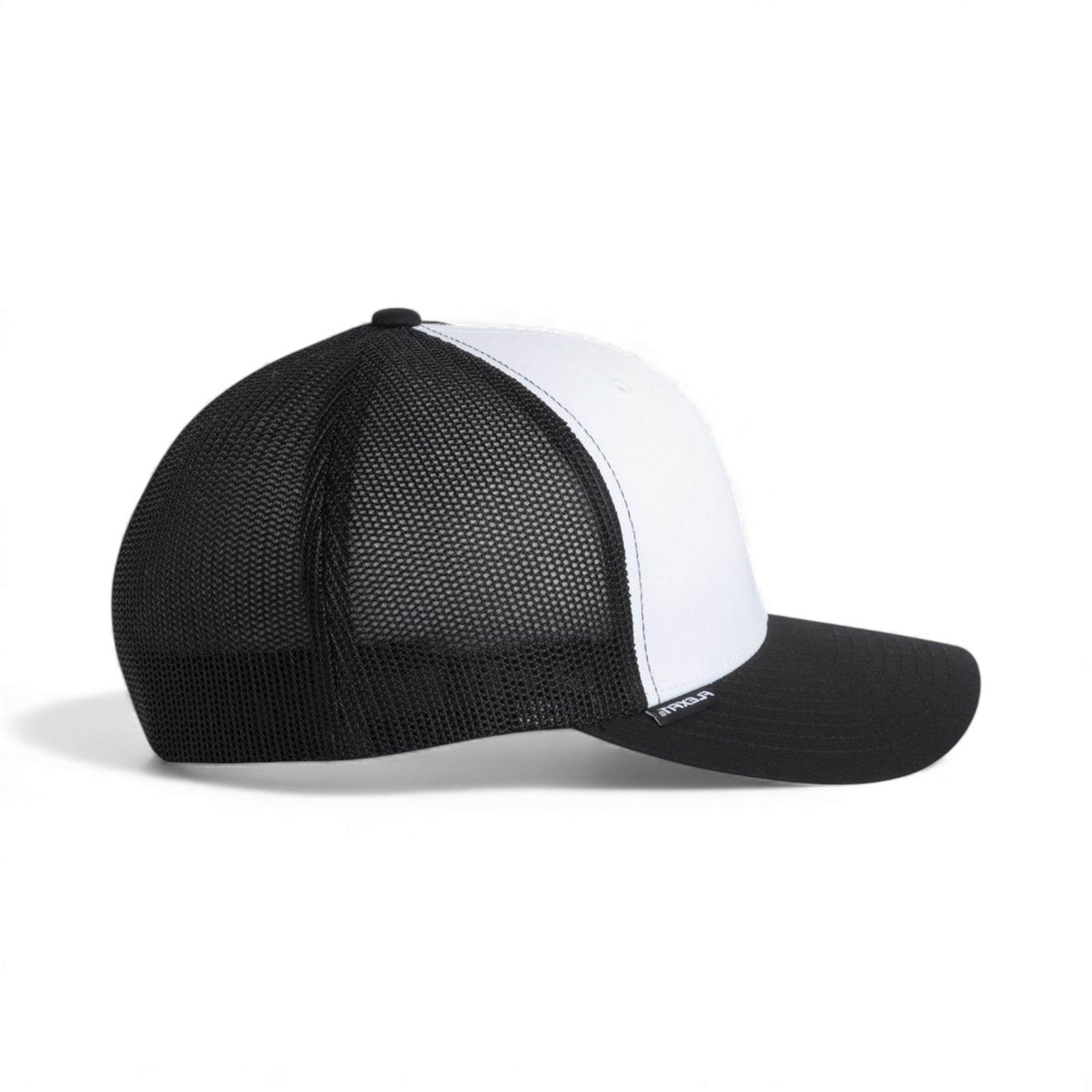 Right side view of Flexfit 6511 custom hat in black, white and black