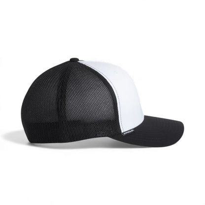 Right side view of Flexfit 6511 custom hat in black, white and black