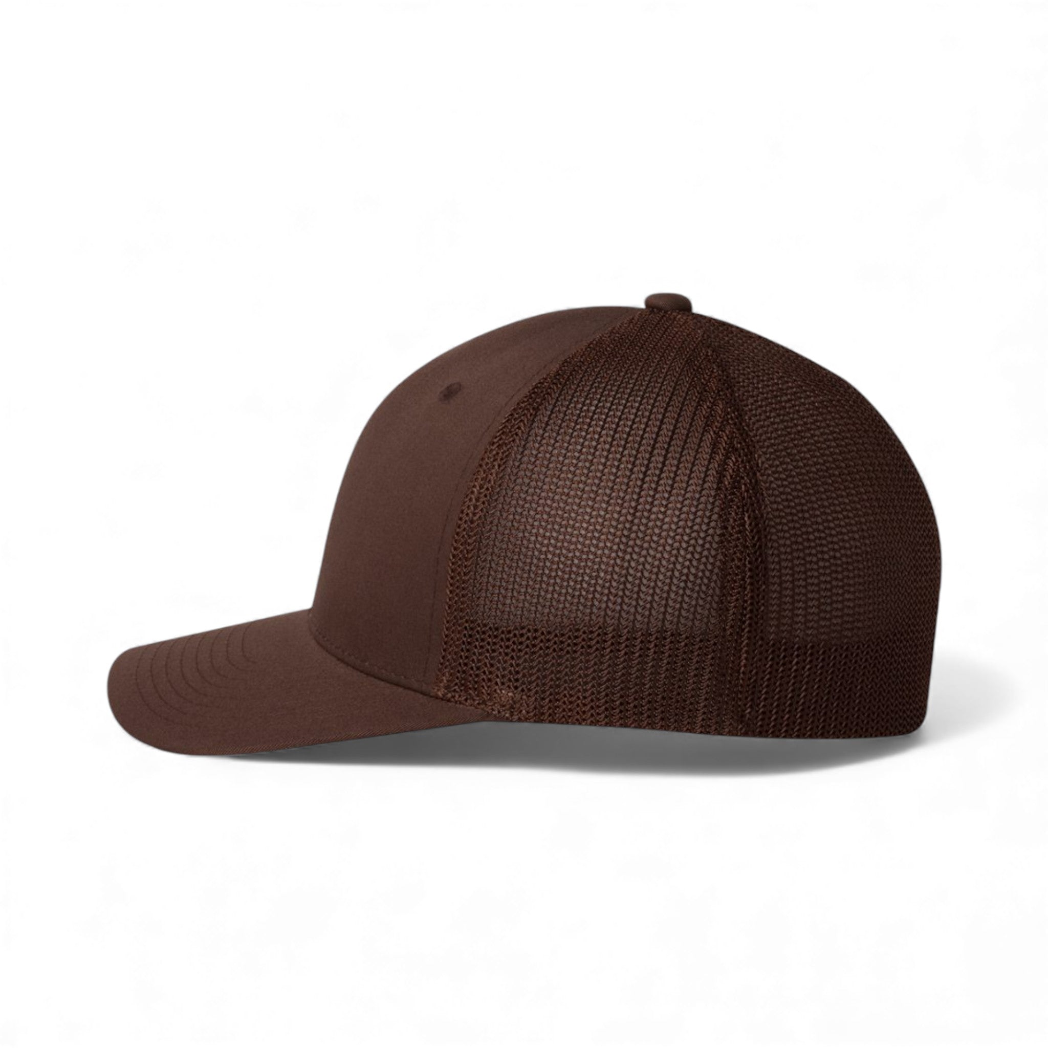 Left side view of Flexfit 6511 custom hat in brown
