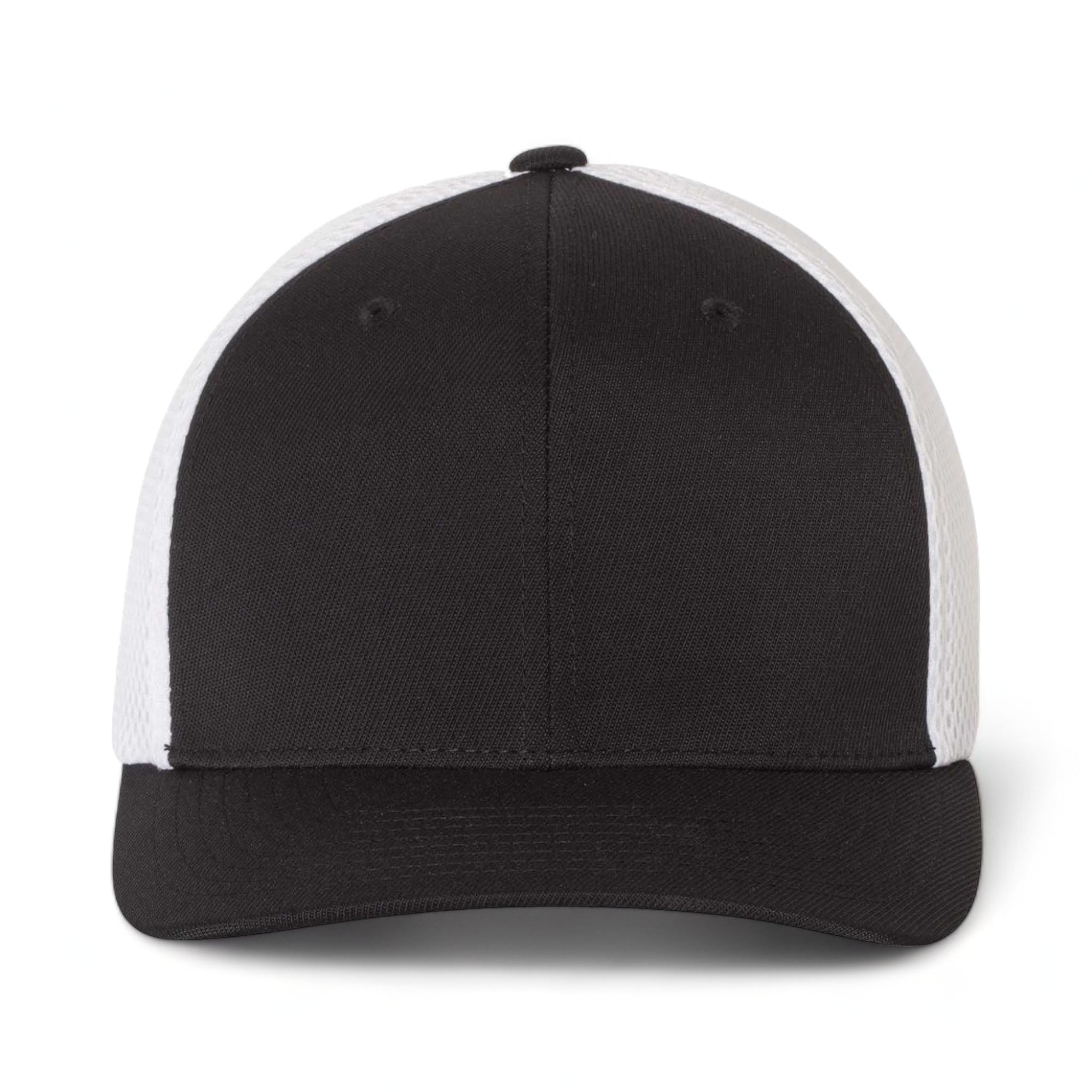 Front view of Flexfit 6533 custom hat in black and white