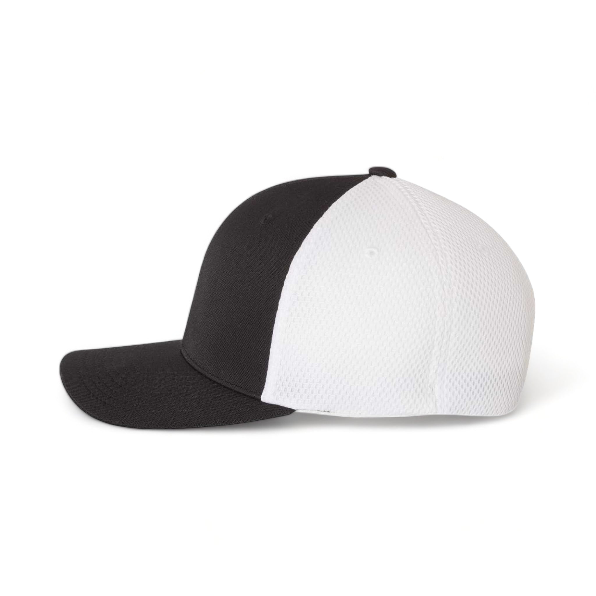 Side view of Flexfit 6533 custom hat in black and white