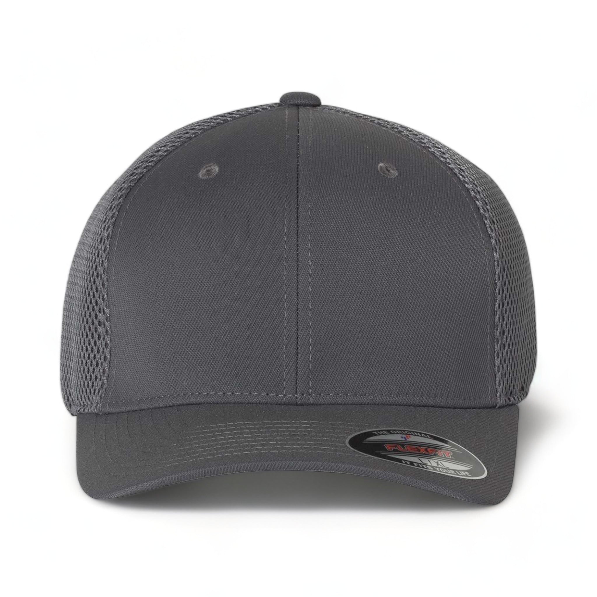 Front view of Flexfit 6533 custom hat in dark grey