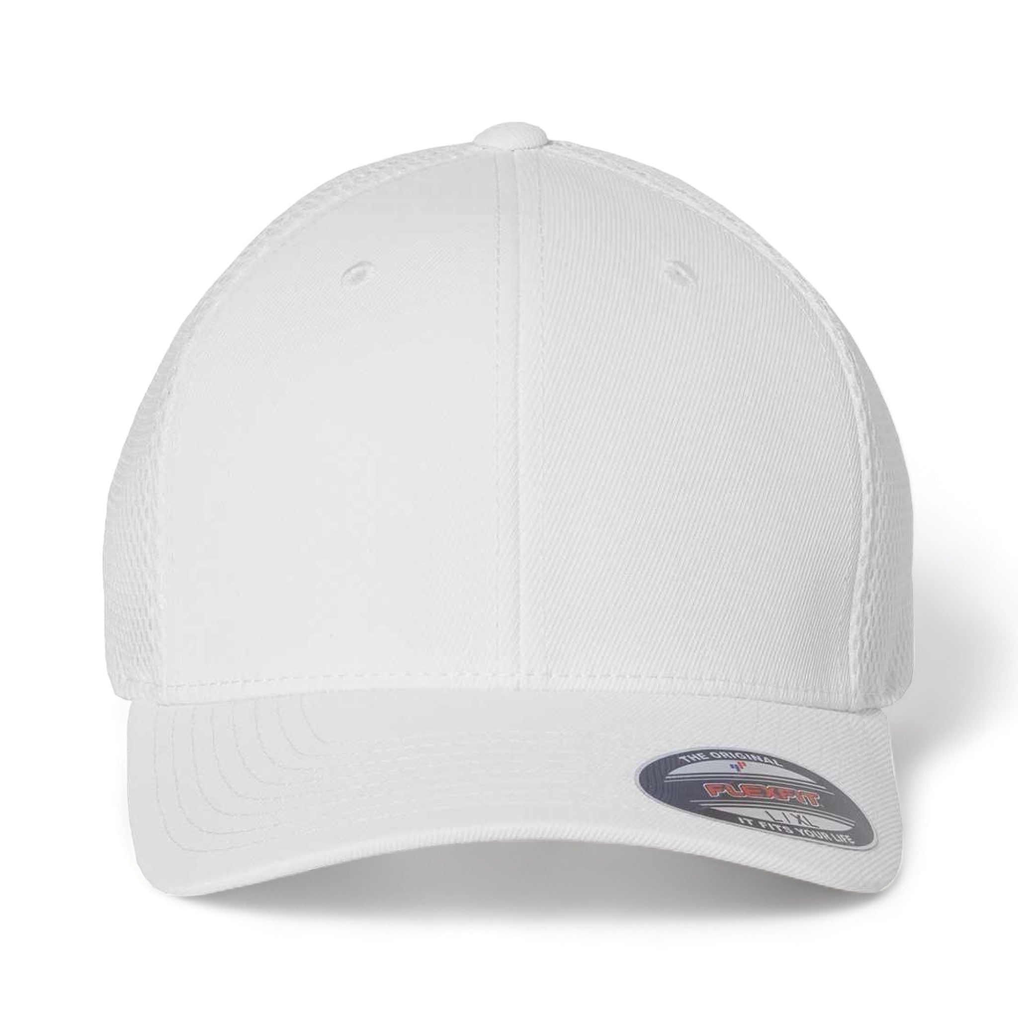 Front view of Flexfit 6533 custom hat in white