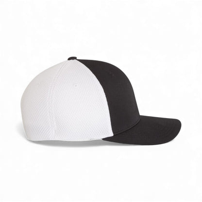 Right side view of Flexfit 6533 custom hat in black and white