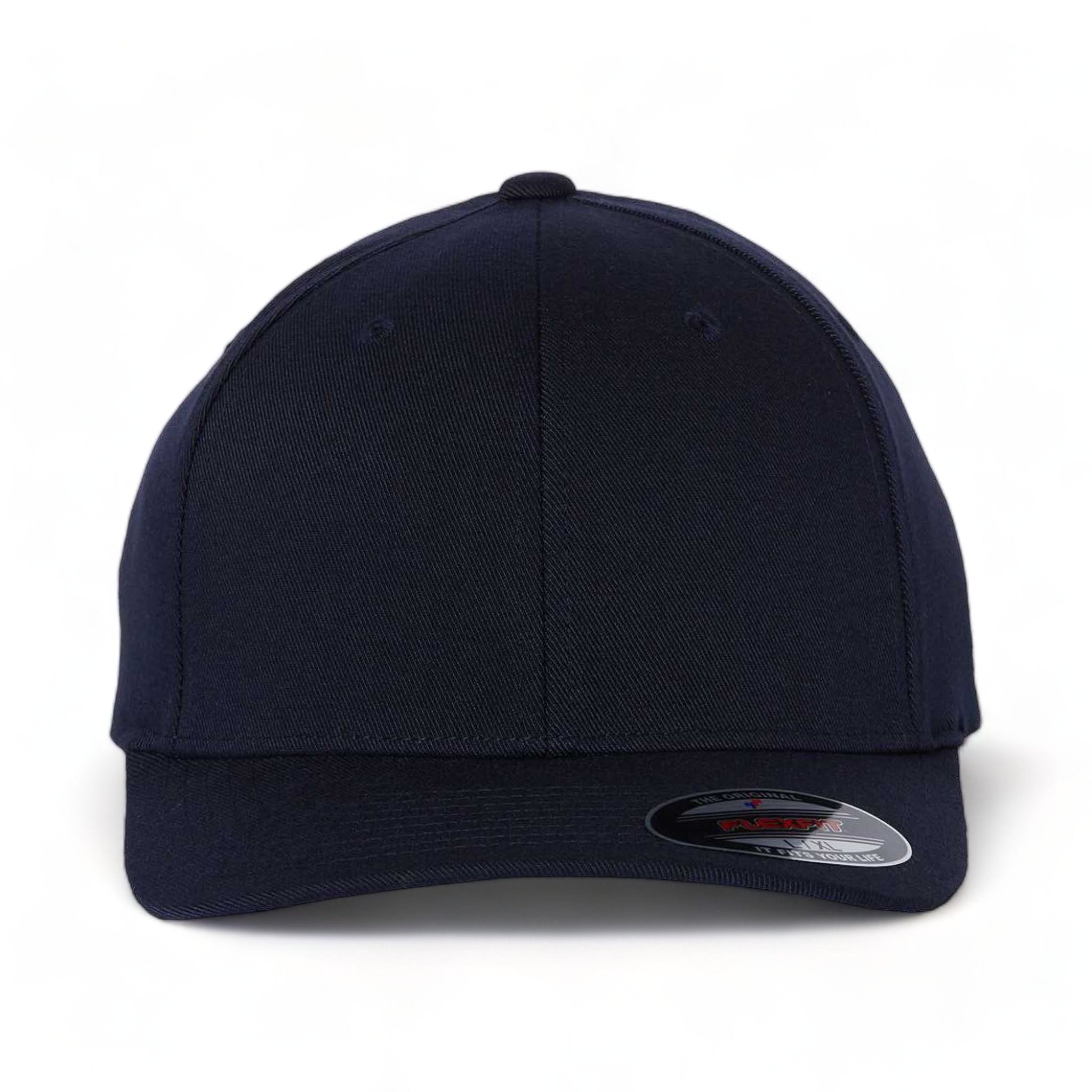 Front view of Flexfit 6580 custom hat in dark navy