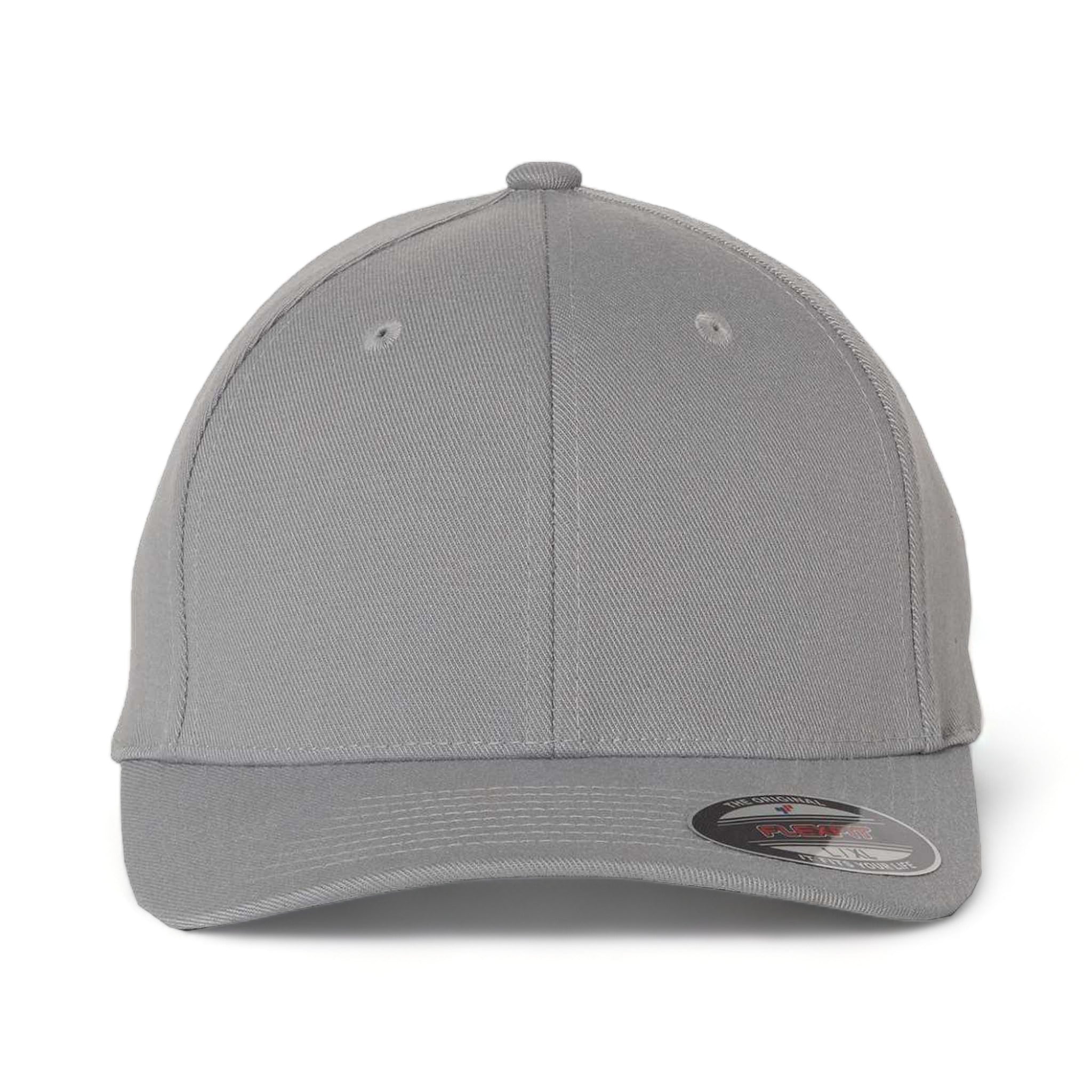 Front view of Flexfit 6580 custom hat in grey