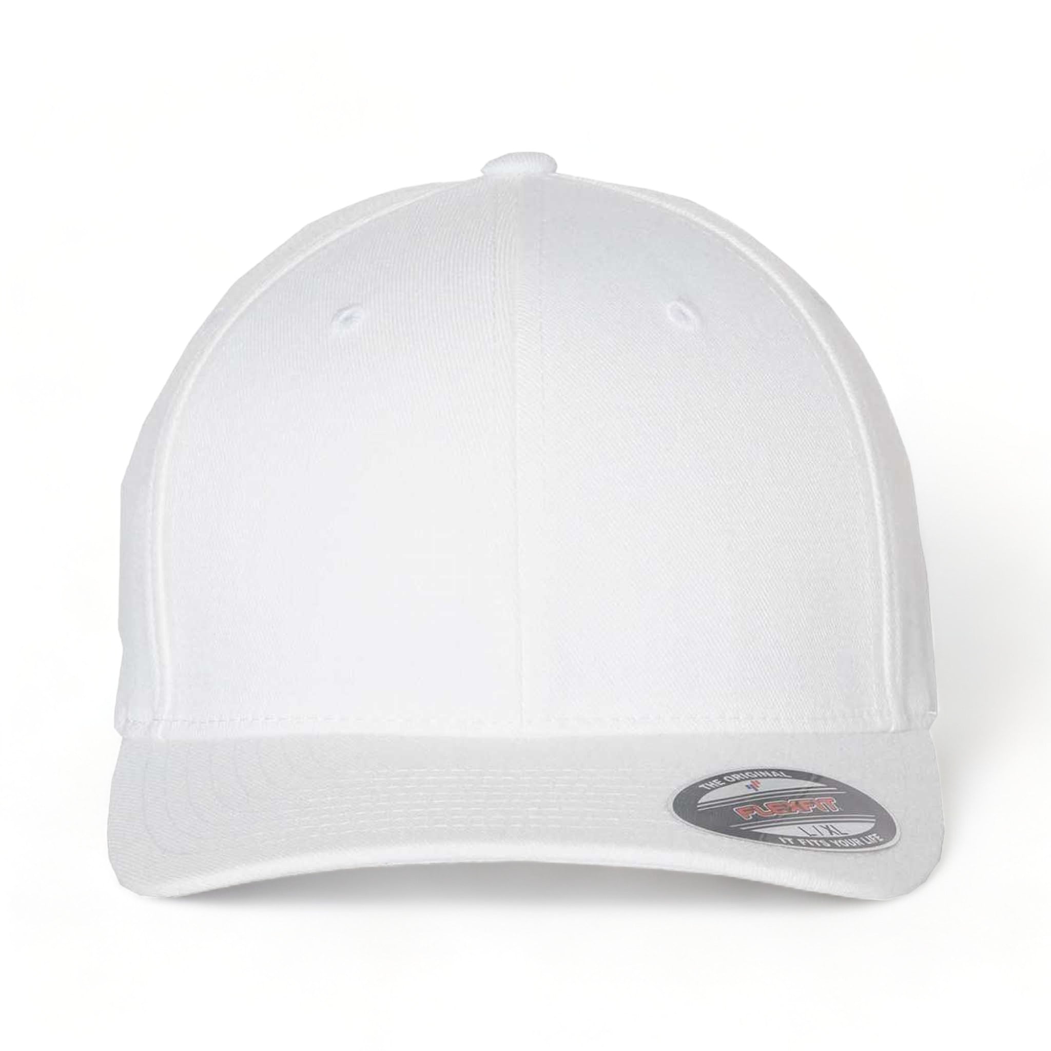 Front view of Flexfit 6580 custom hat in white