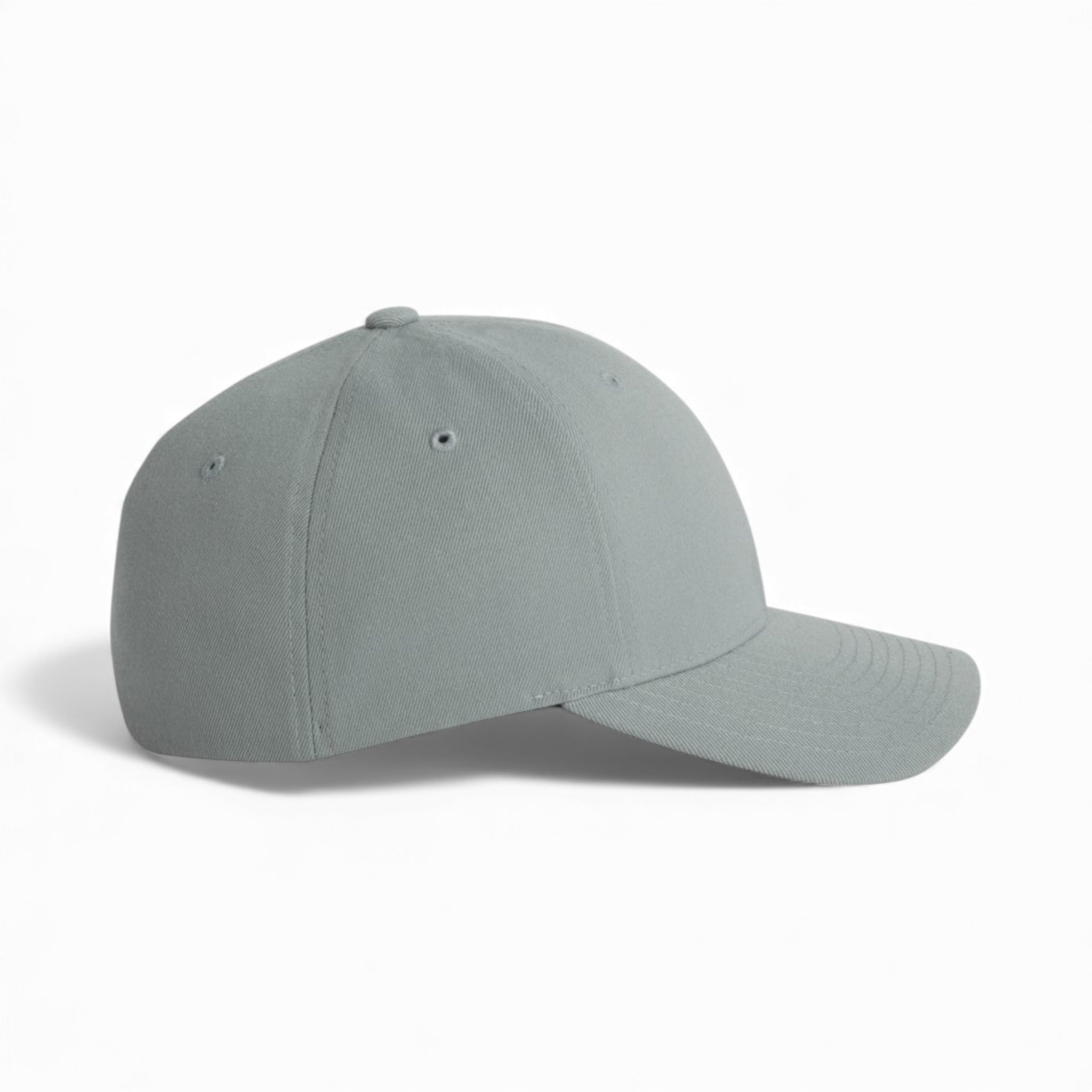 Right side view of Flexfit 6580 custom hat in grey