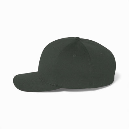 Left side view of Flexfit 6597 custom hat in grey
