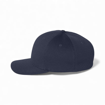 Left side view of Flexfit 6597 custom hat in navy