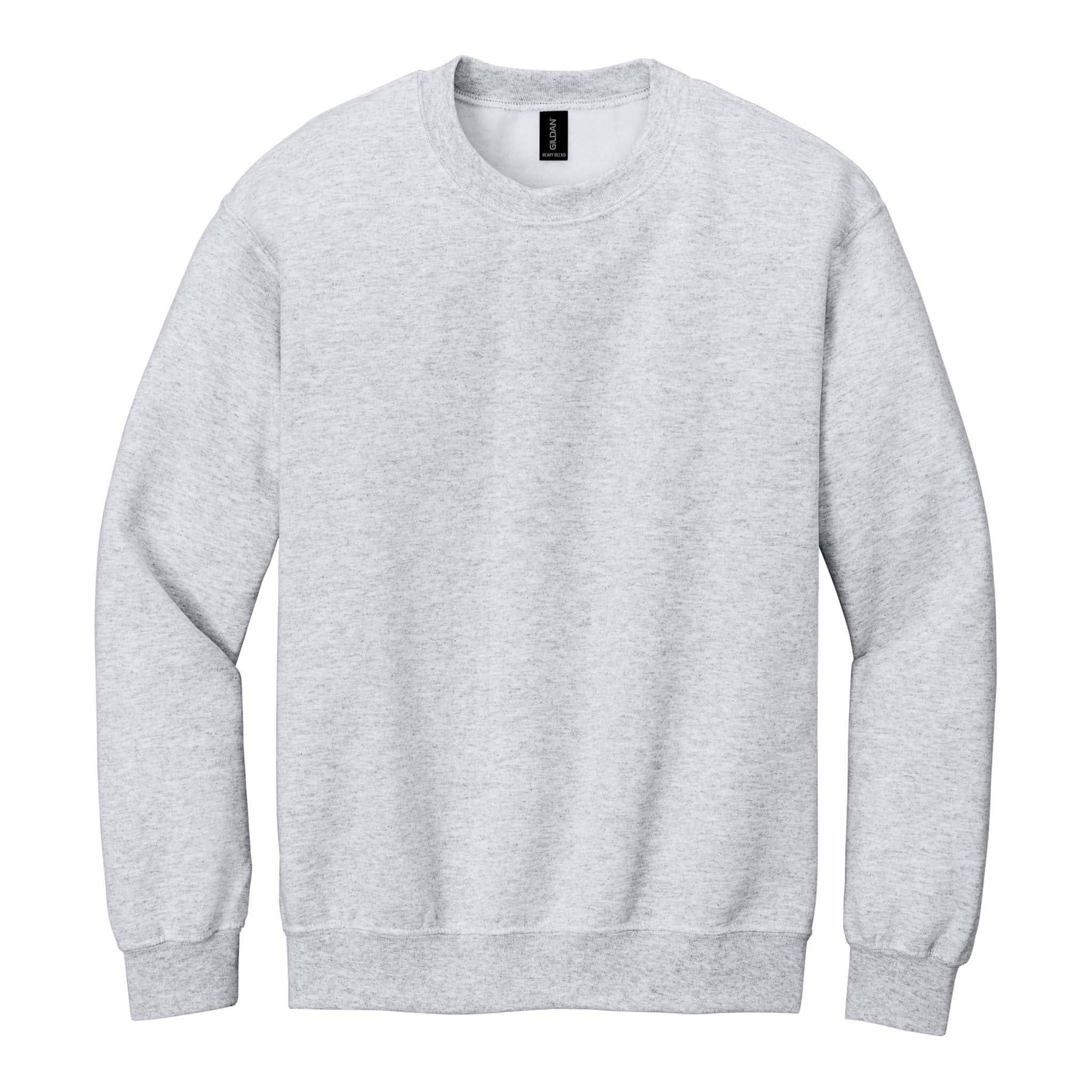Gildan 18000 custom crewneck in ash, front view