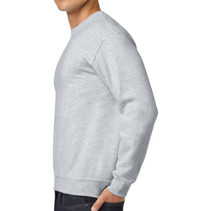 Gildan 18000 custom crewneck in ash, left side view