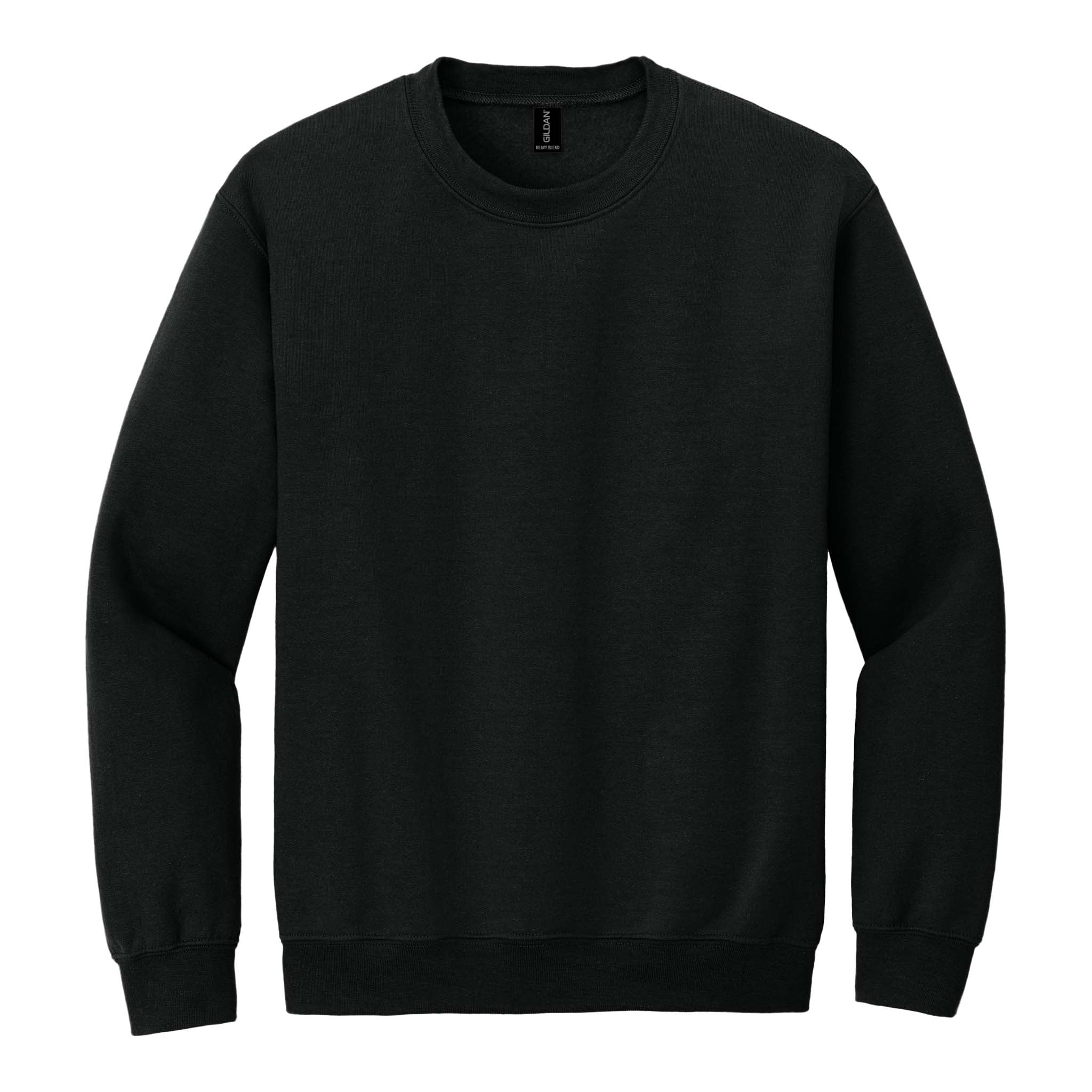 Gildan 18000 custom crewneck in black, front view