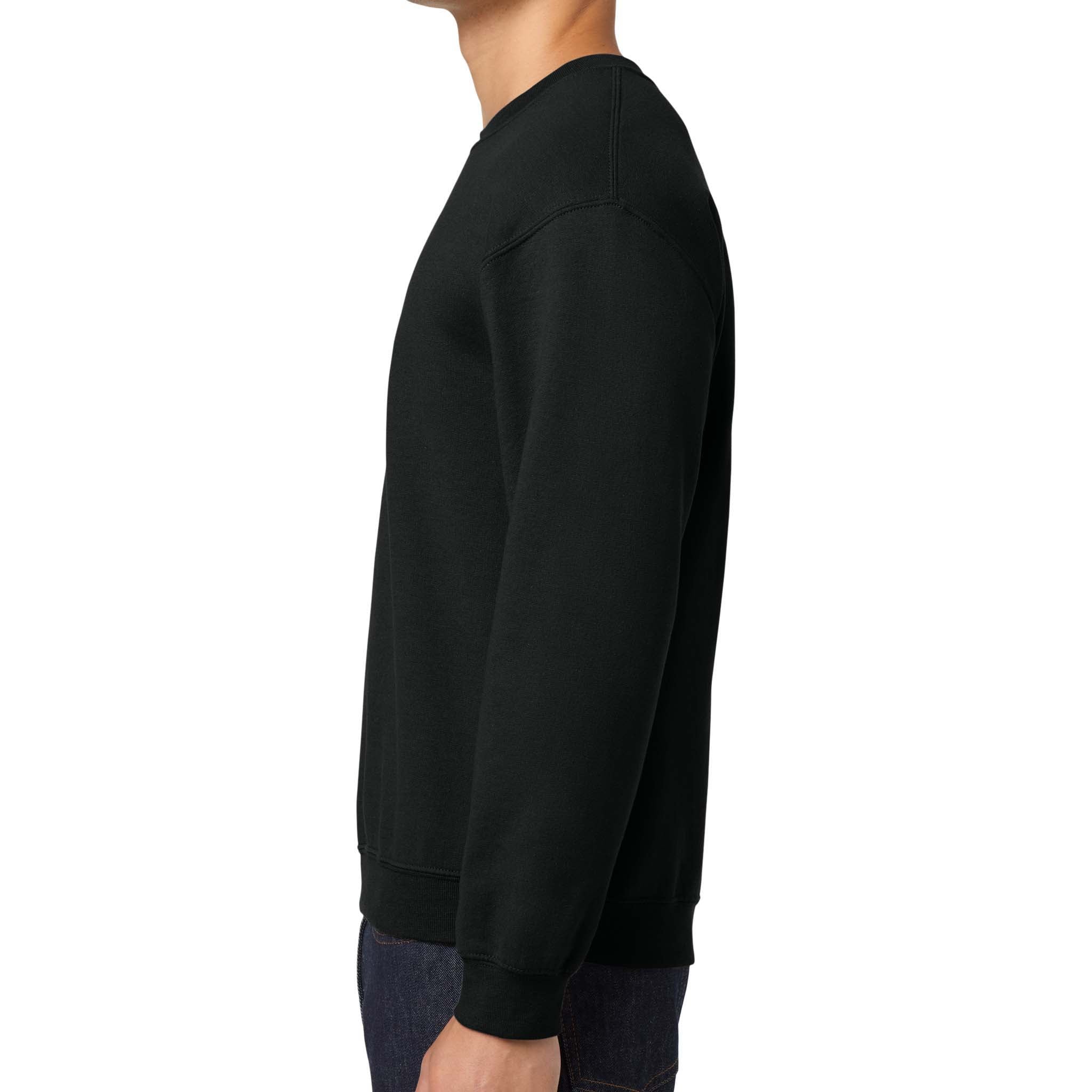 Gildan 18000 custom crewneck in black, left side view