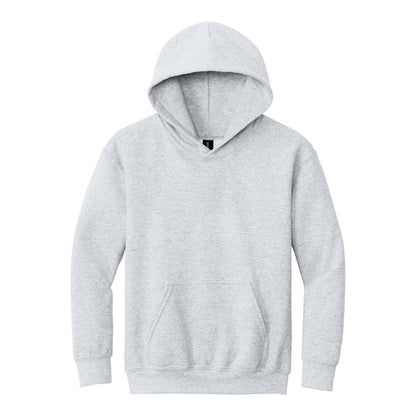 Gildan 18500B custom hoodie in ash grey, front view